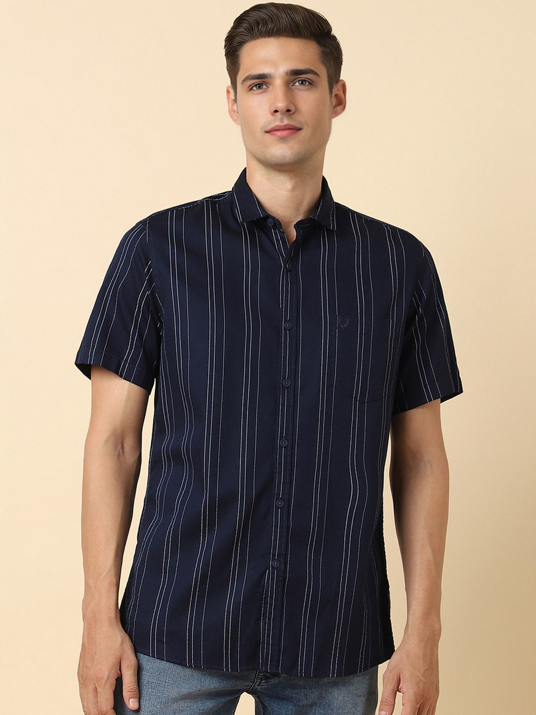 

Allen Solly Vertical Striped Pure Cotton Casual Shirt, Navy blue