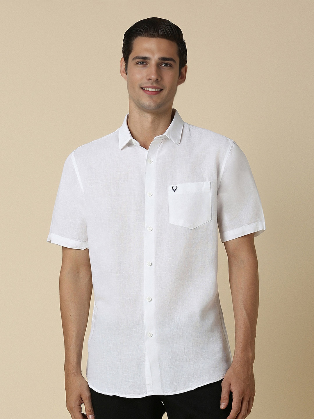 

Allen Solly Slim Fit Spread Collar Short Sleeves Opaque Casual Shirt, White