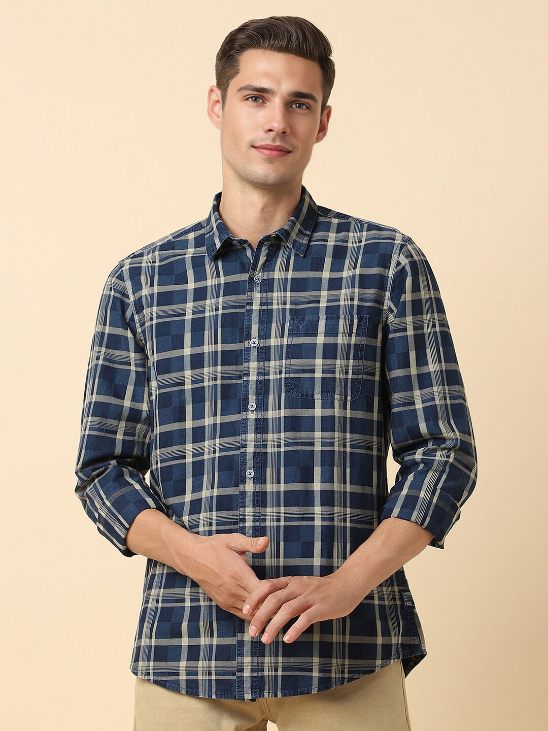 

Allen Solly Tartan Checked Pure Cotton Casual Shirt, Blue