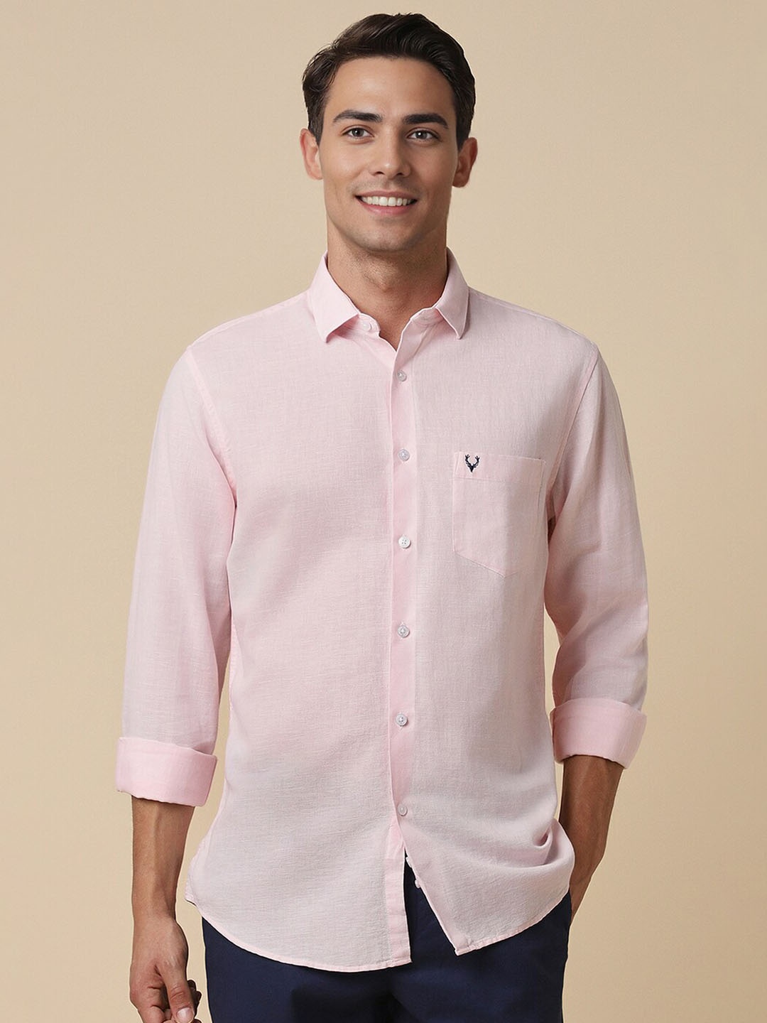 

Allen Solly Slim Fit Cotton & Linen Casual Shirt, Pink