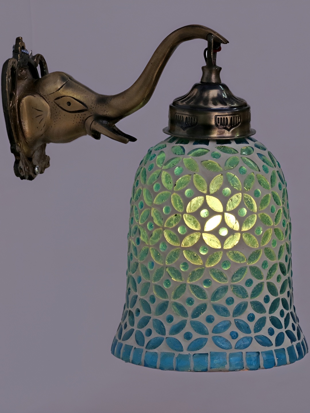 

1ST TIME White & Blue Printed Glass Cylinder Shaped Contemporary Wall Lamp