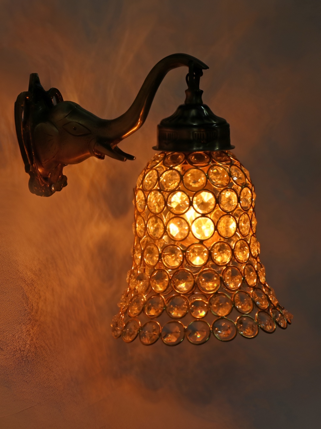 

1ST TIME White & Gold-Toned Textured Glass Traditional Wall Lamp