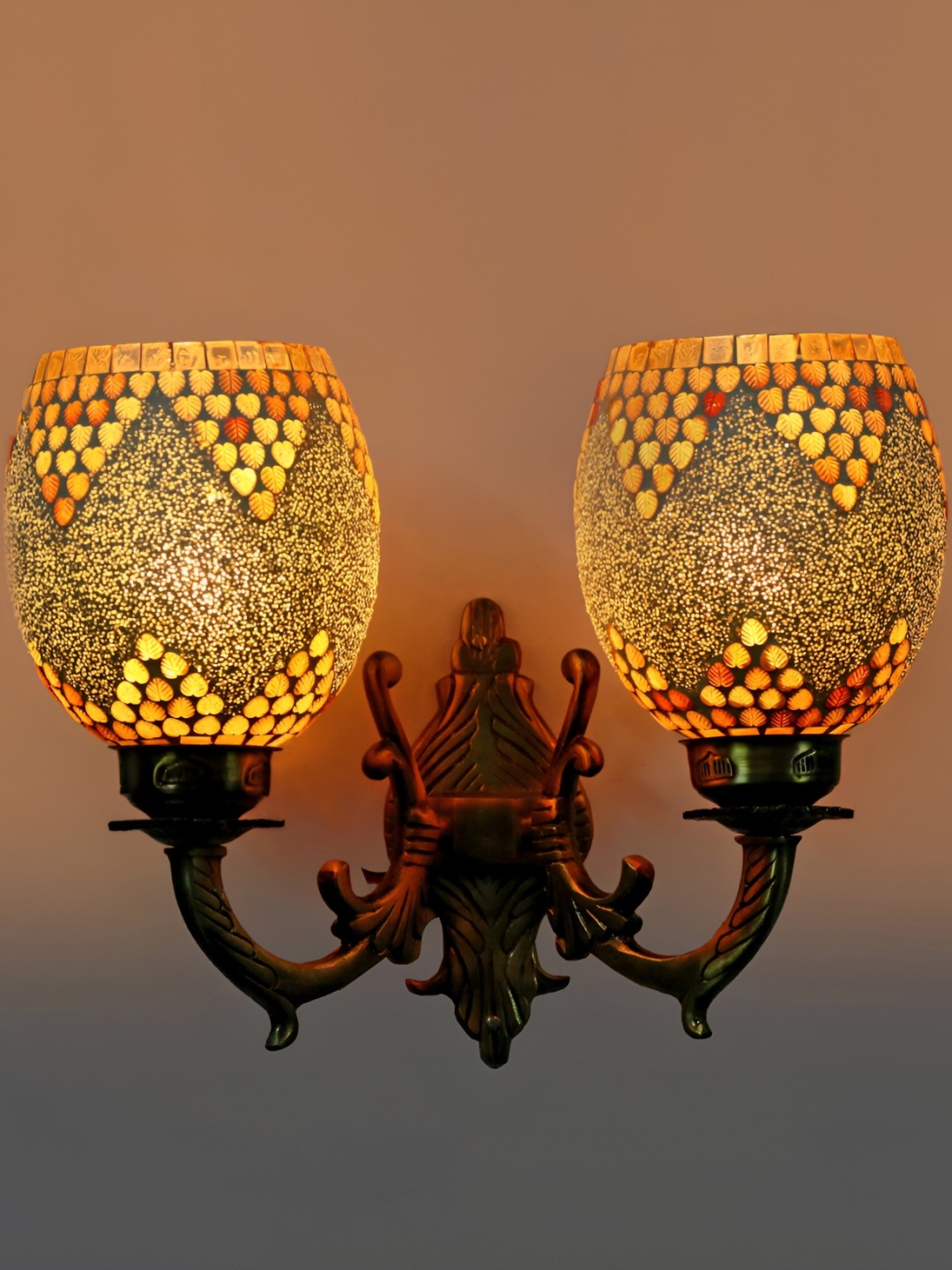 

1ST TIME Brown & White Textured Glass Contemporary Wall Lamp