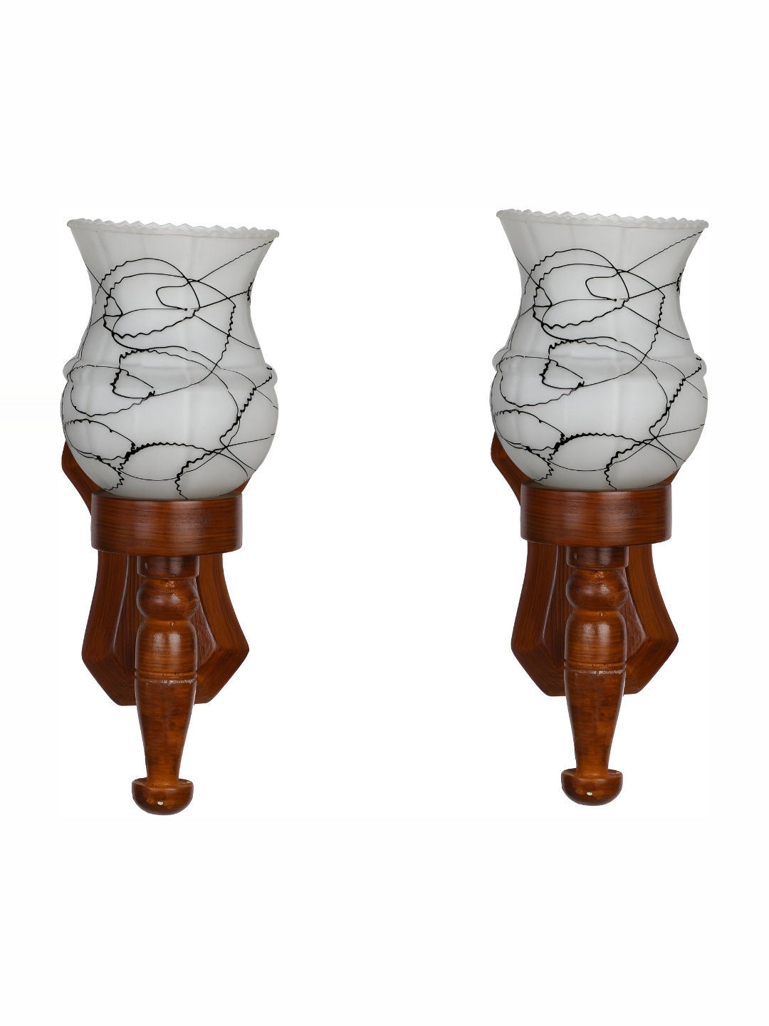 

1ST TIME White & Brown 2 Pieces Printed Glass Contemporary Wall Lamp