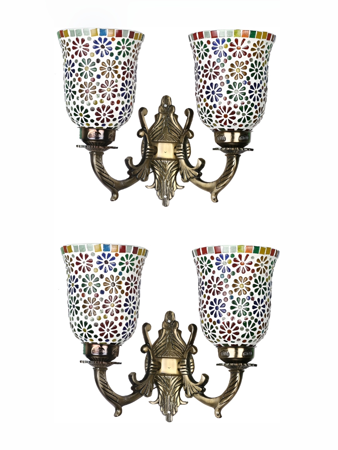 

1ST TIME White 2 Pieces Textured Glass Contemporary Bell Shaped Wall Lamp