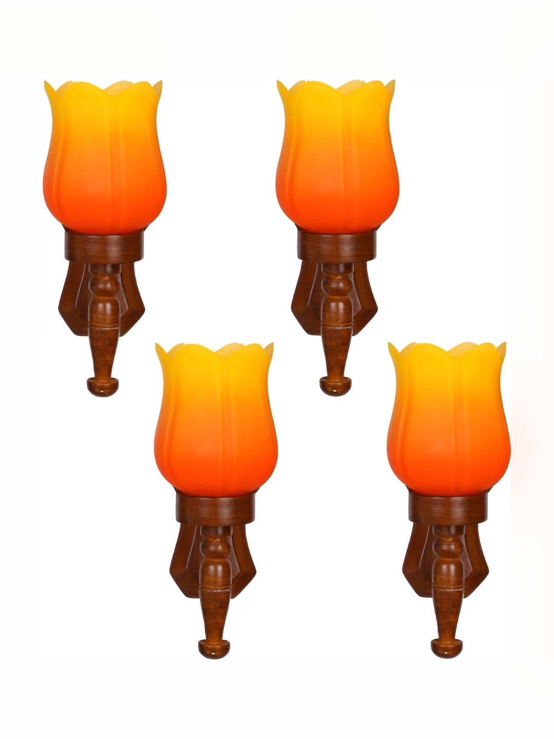 

1ST TIME Brown & Yellow 4 Pieces Glass Traditional Bell Shaped Wall Lamps