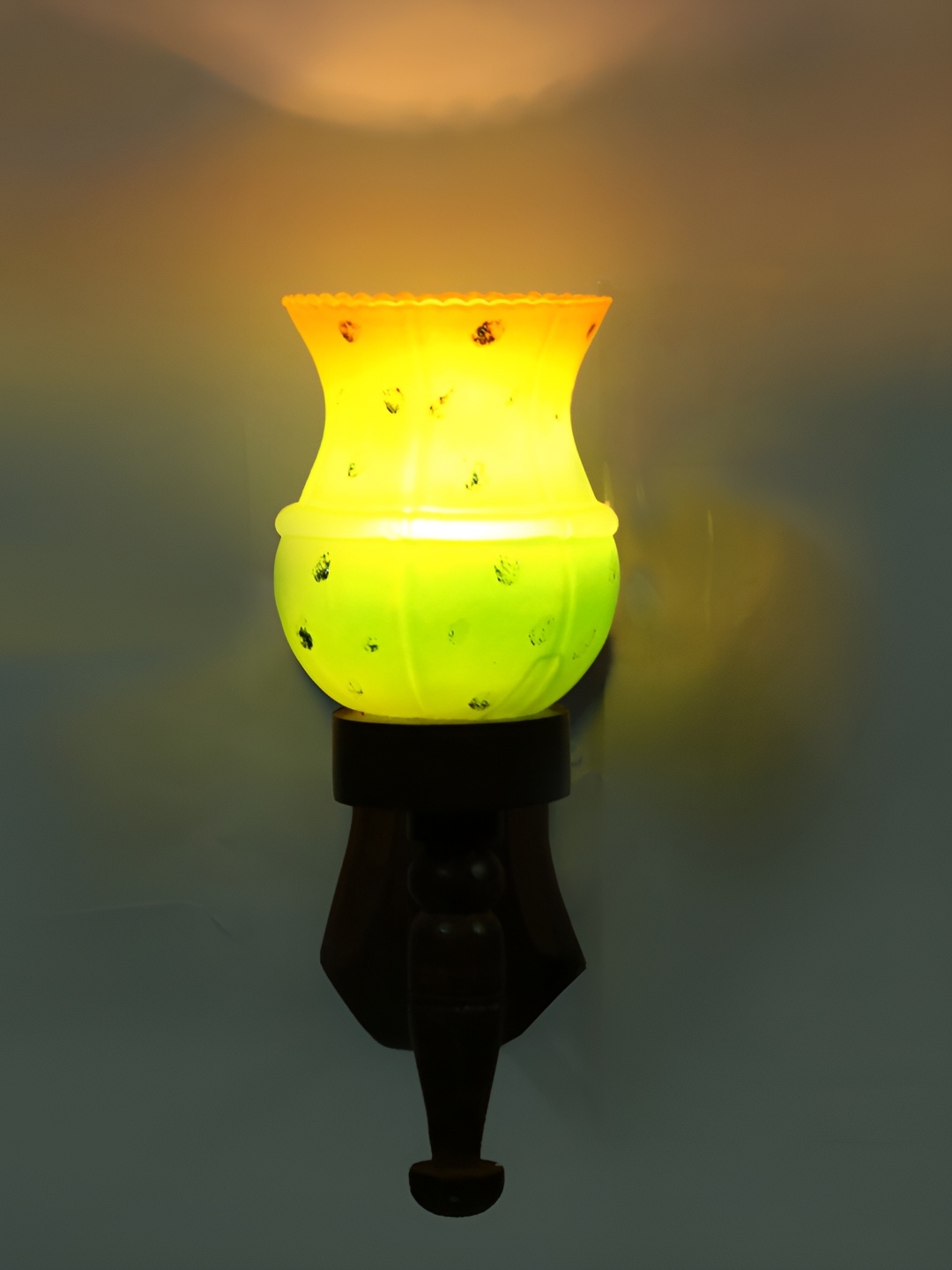 

1ST TIME Green & Yellow Printed Glass Contemporary Wall Lamp