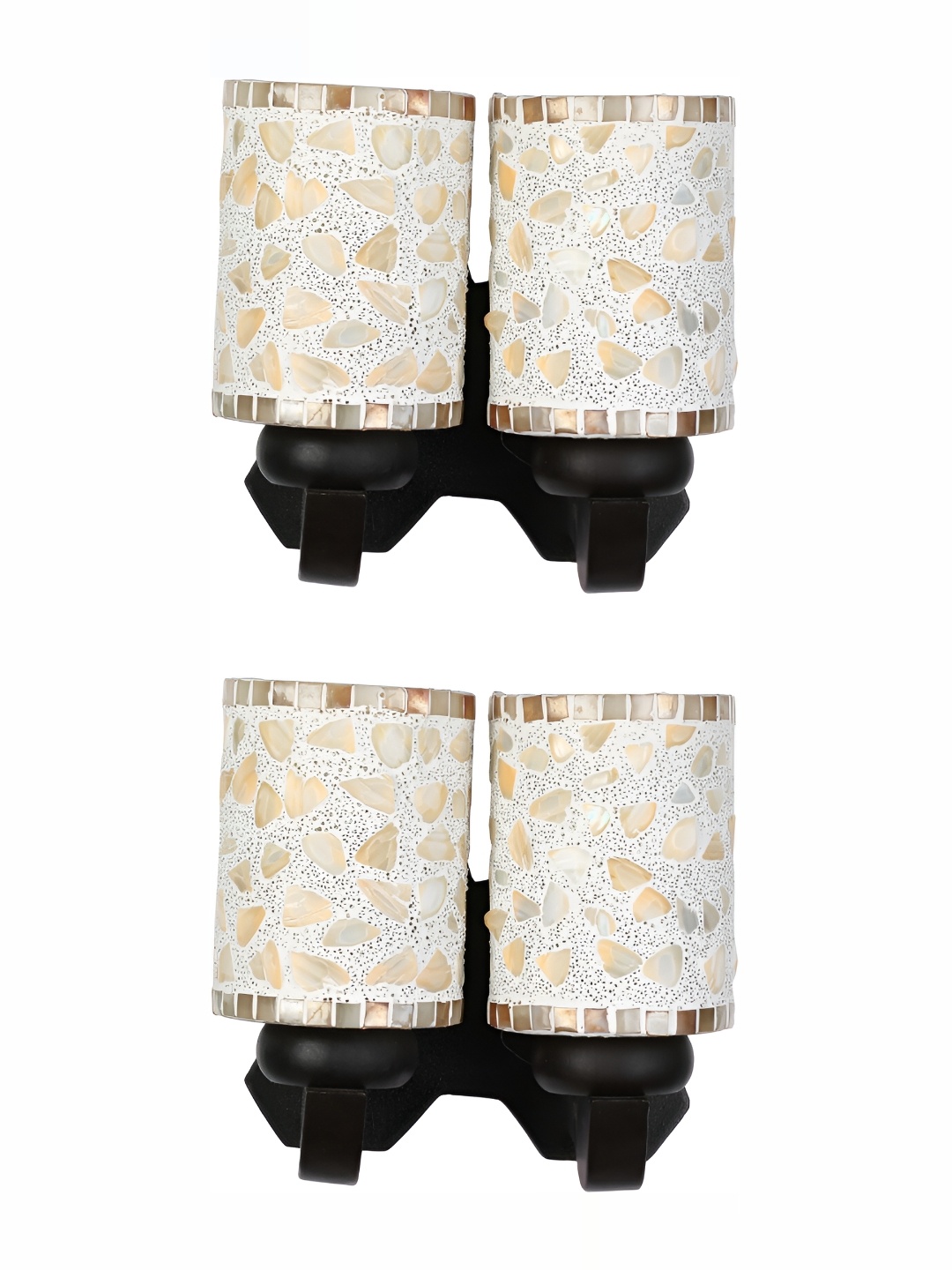 

1ST TIME White & Beige 2 Pieces Textured Glass Traditional Wall Lamps