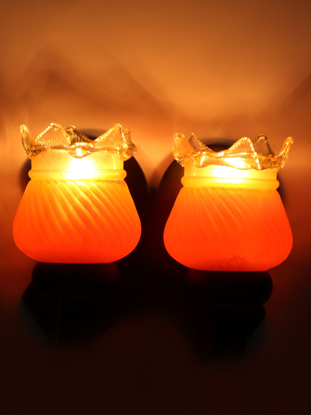 

1ST TIME Orange & Black Textured Glass Traditional Wall Lamp