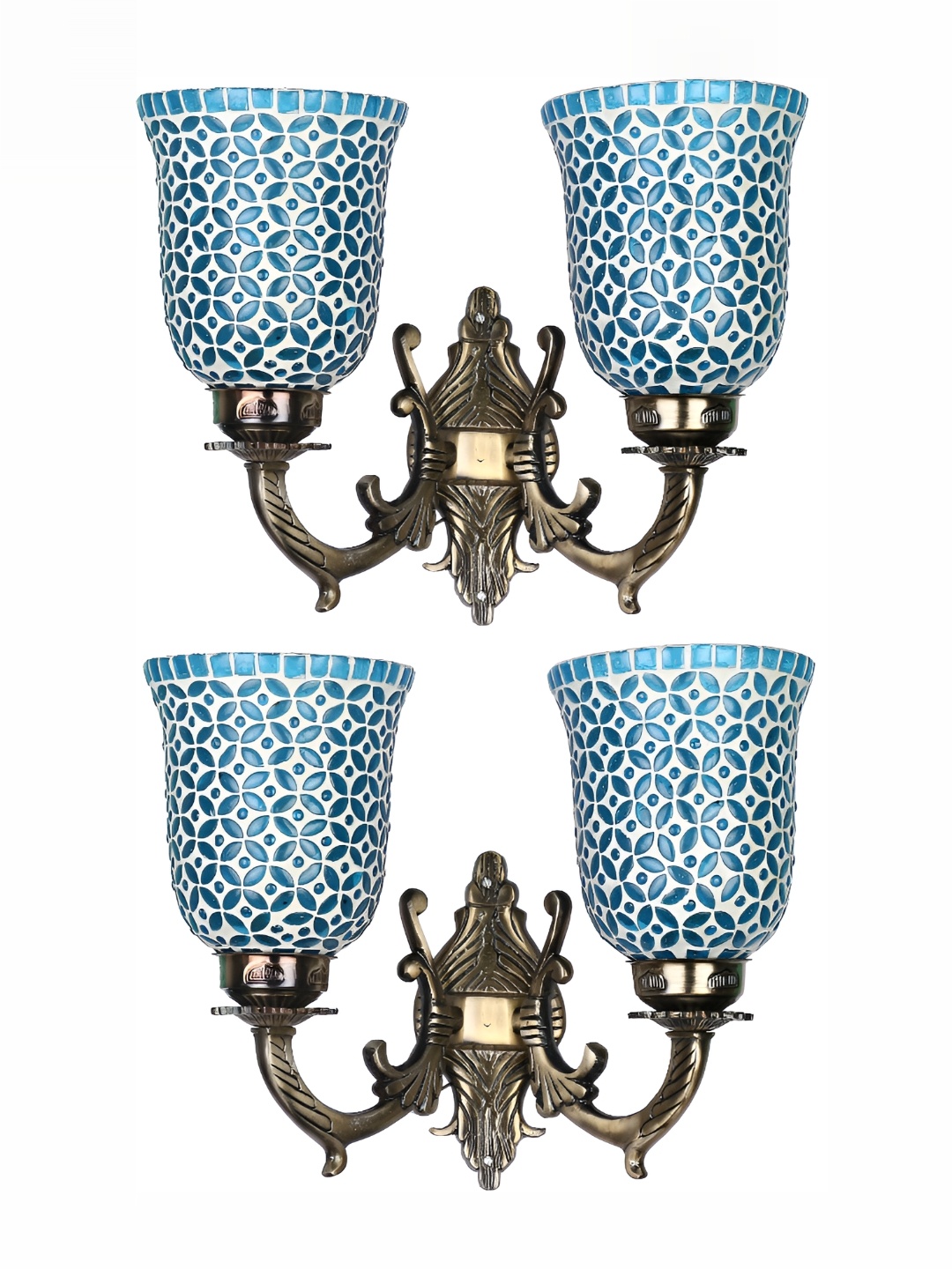 

1ST TIME Blue 2 Pieces Textured Glass Contemporary Wall Lamp