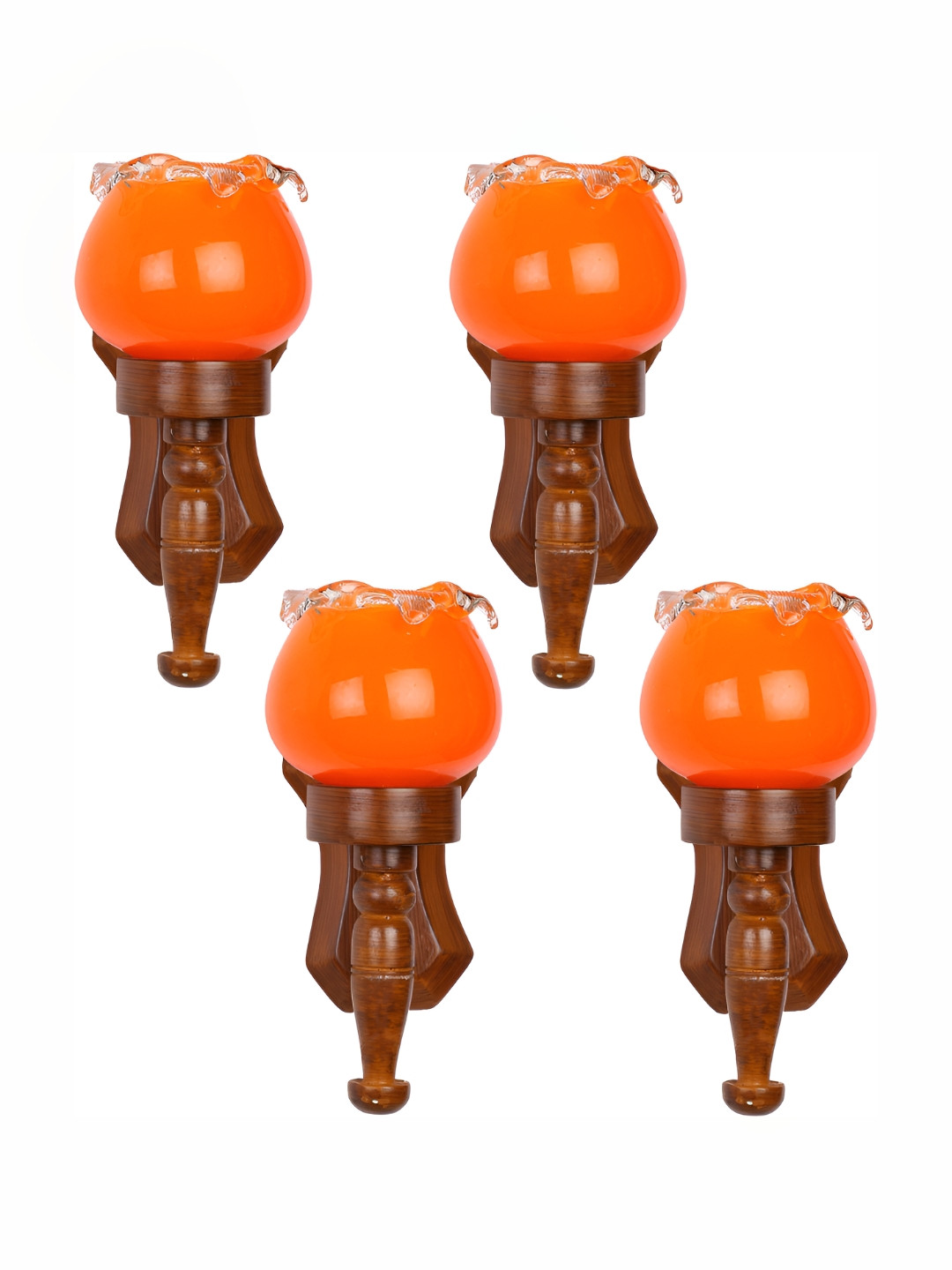

1ST TIME Olive Green & Brown 4 Pieces Glass Contemporary Abstract Shaped Wall Lamps