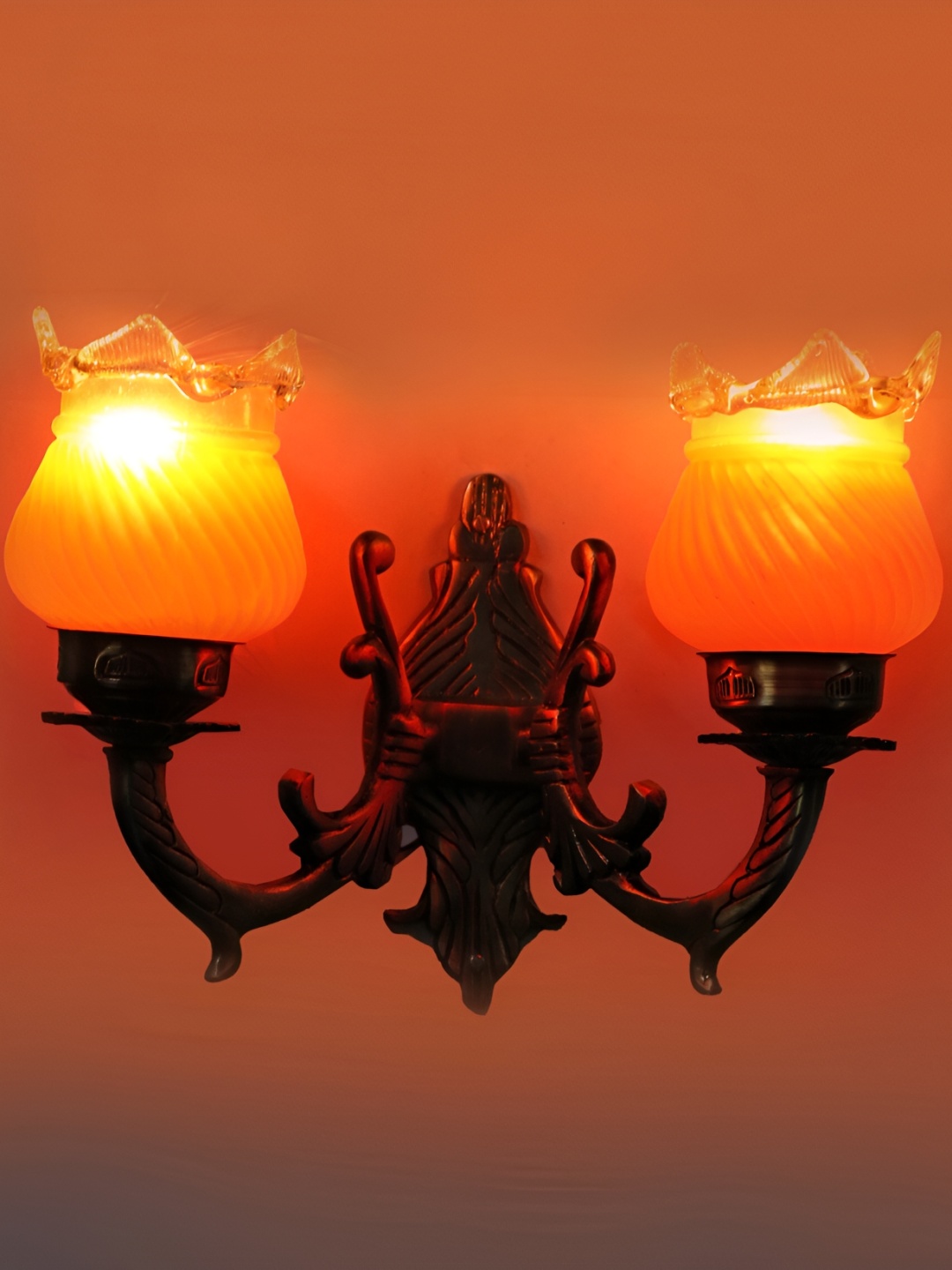 

1ST TIME Orange & Transparent Textured Glass Contemporary Wall Lamp