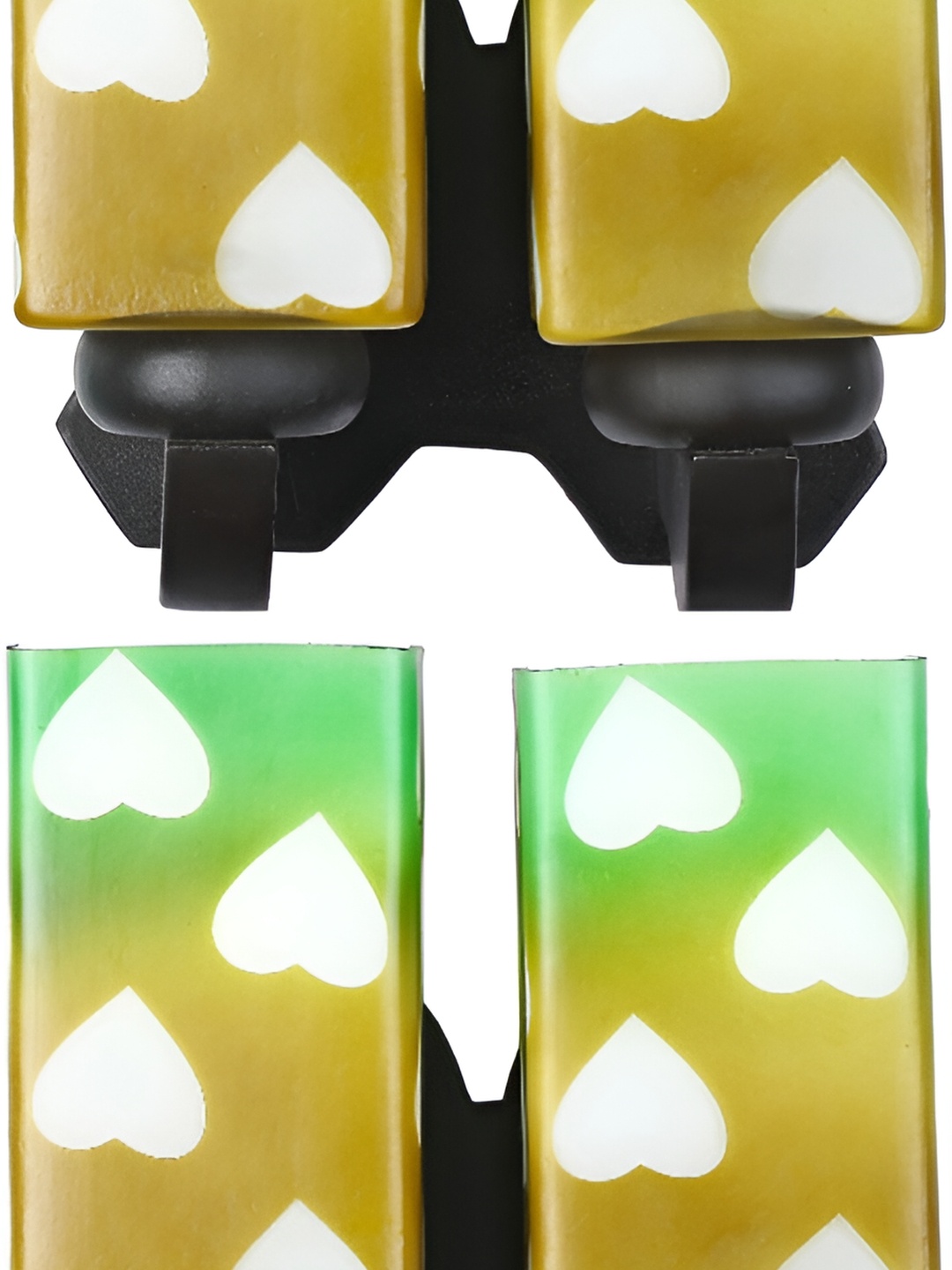 

1ST TIME Green & Yellow 2 Pcs Printed Rectangular Shaped Contemporary Glass Wall Lamps