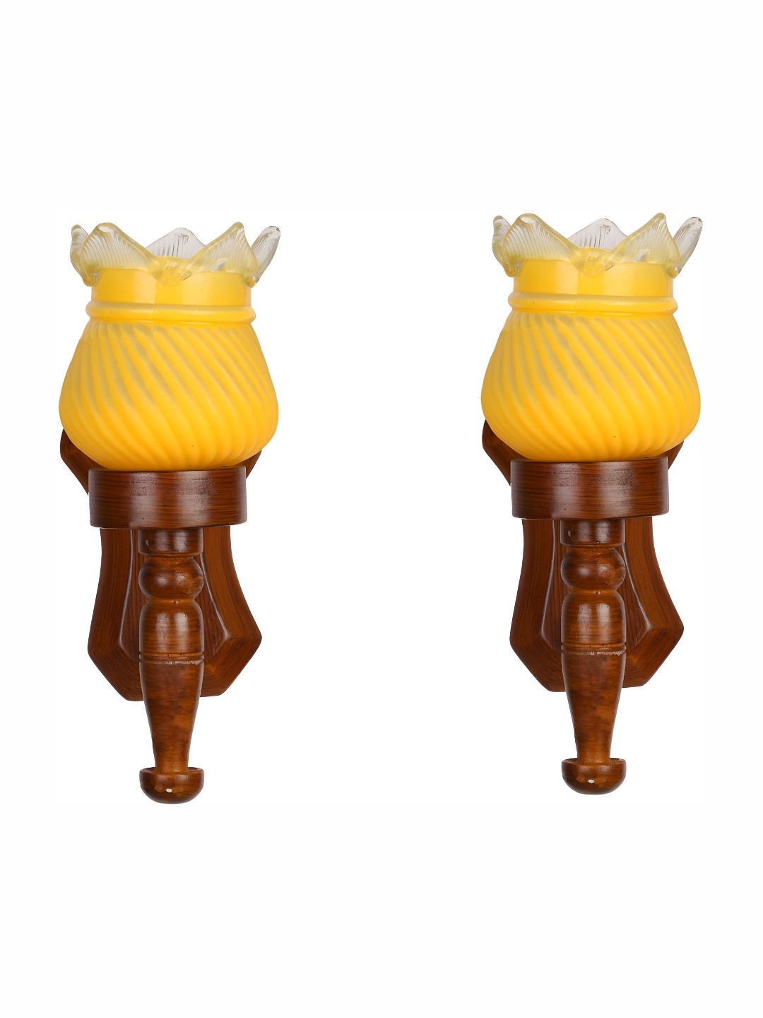 

1ST TIME Yellow & Brown 2 Pieces Textured Glass Traditional Wall Lamp