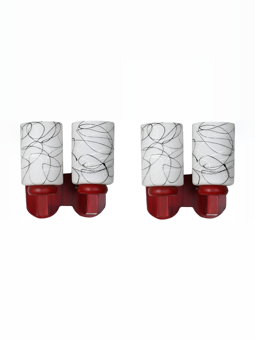

1ST TIME White & Black Printed 2 Pieces Glass Cylinder Shaped Contemporary Wall Lamp