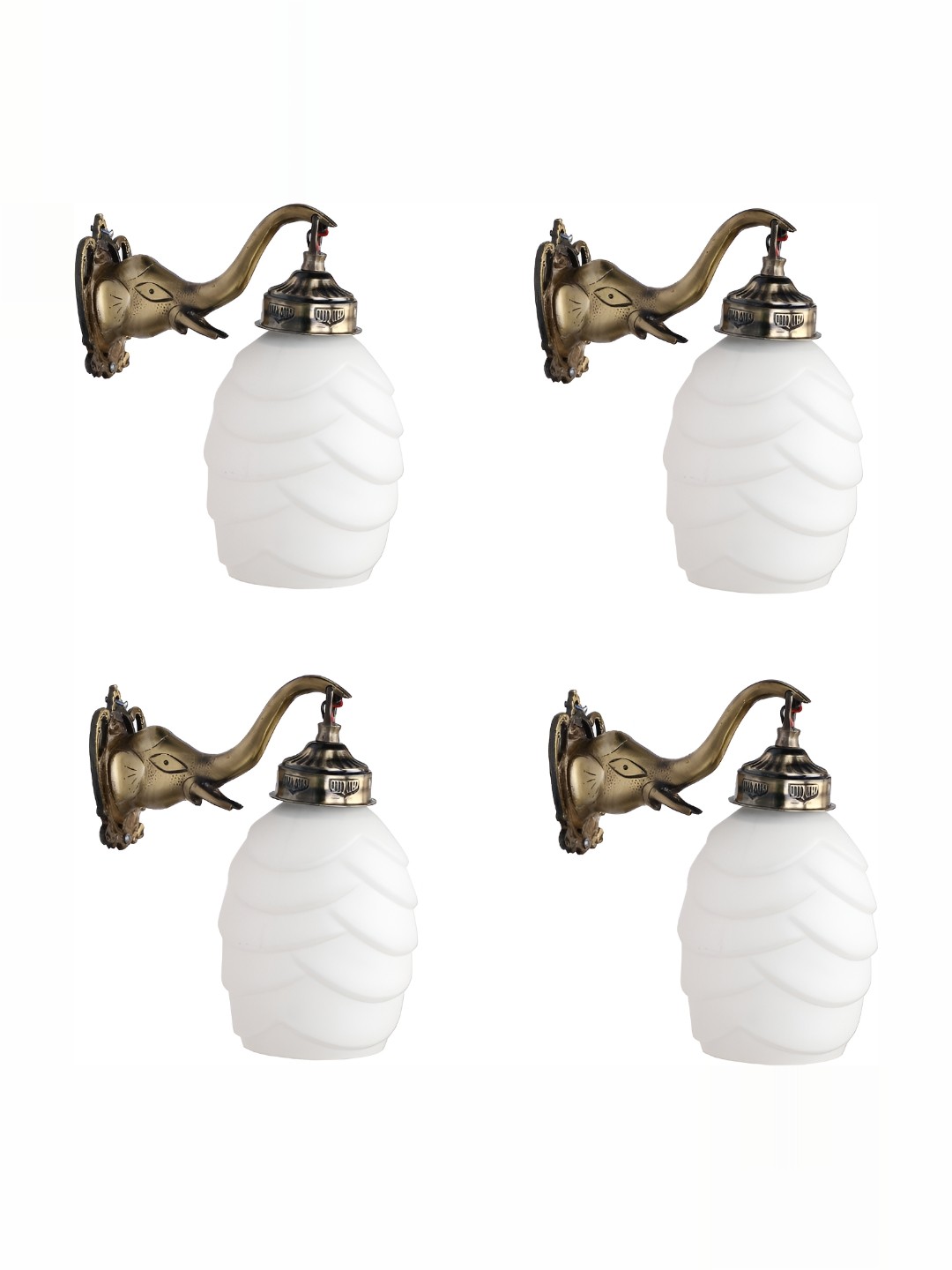 

1ST TIME White 4 Pcs Textured Glass Contemporary Bell Self Assembly Wall Lamps