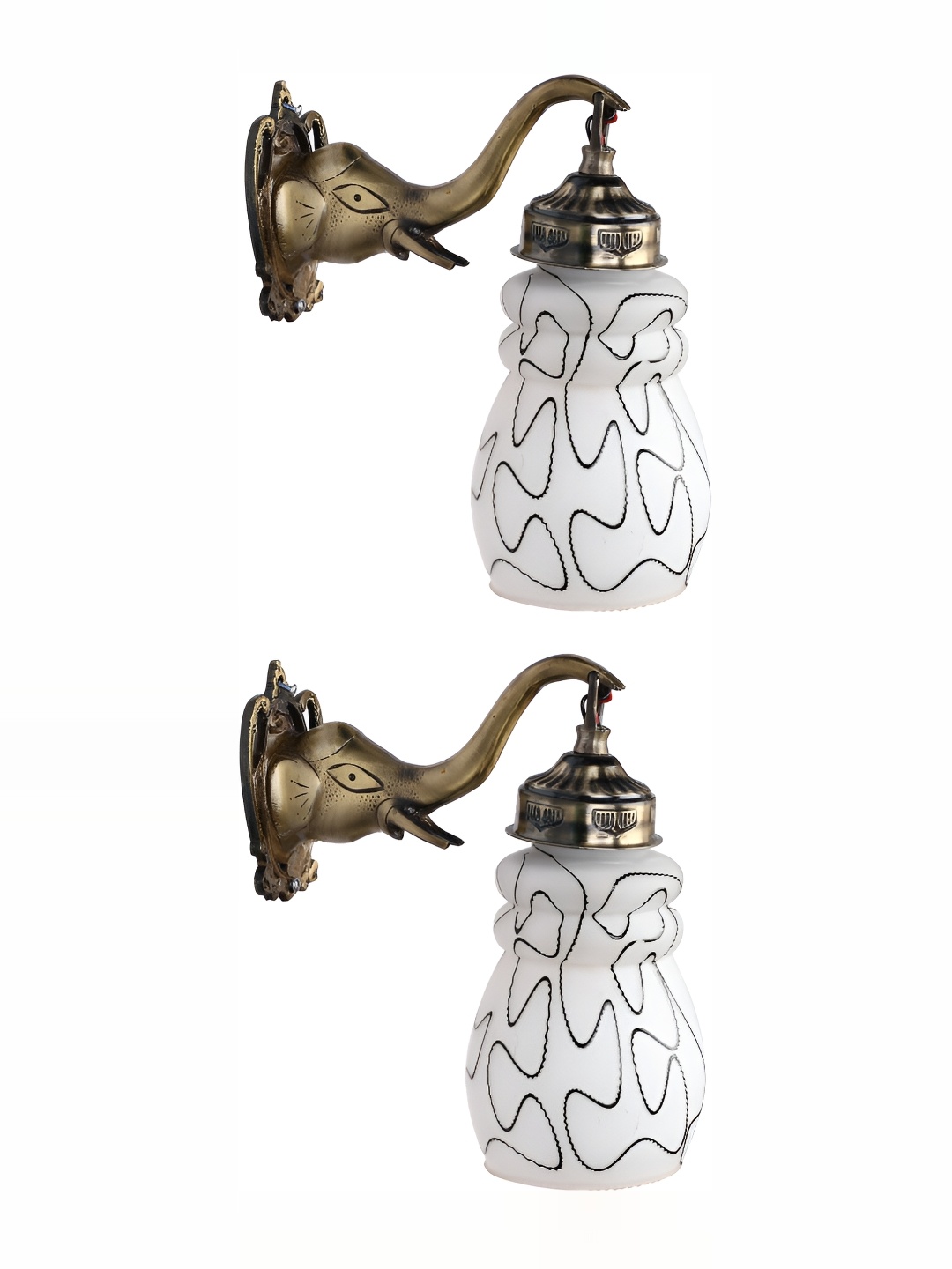 

1ST TIME White & Black 2 Pieces Printed Glass Contemporary Wall Lamp