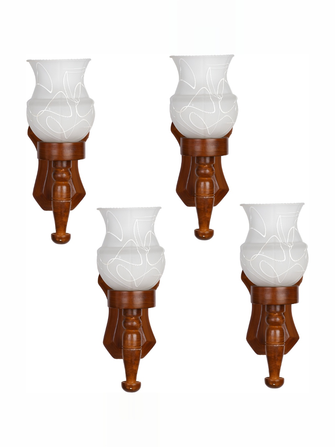 

1ST TIME White & Brown 4 Pieces Printed Glass Contemporary Wall Lamp
