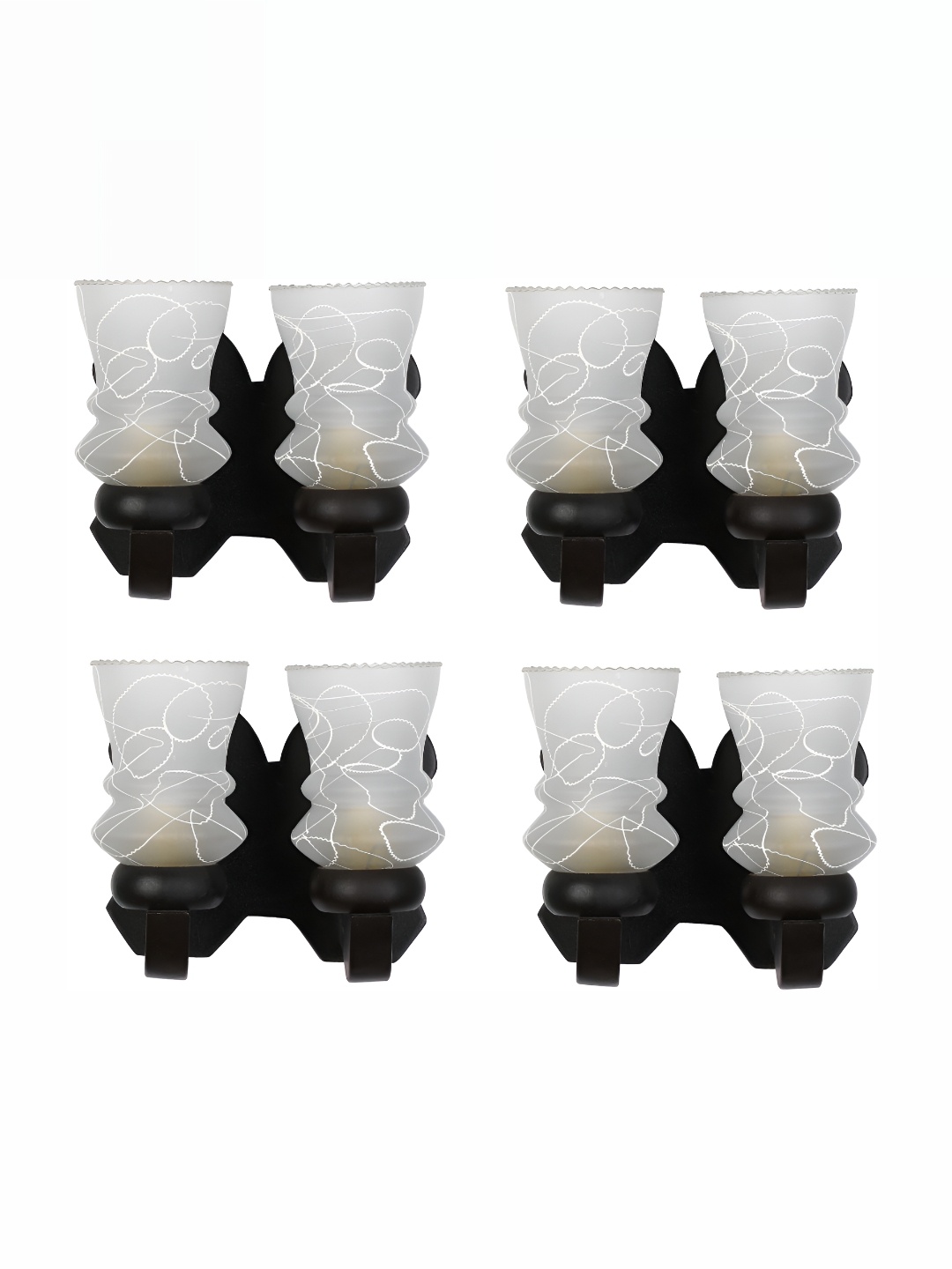 

1ST TIME White & Black 4 Pieces Printed Glass Contemporary Wall Lamp
