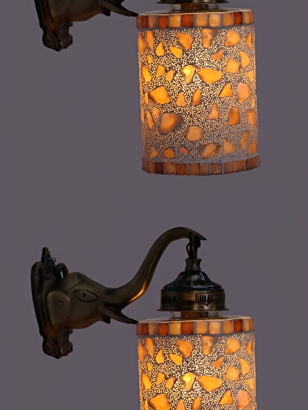 

1ST TIME White & Yellow 2 Pieces Textured Glass Contemporary Wall Lamp