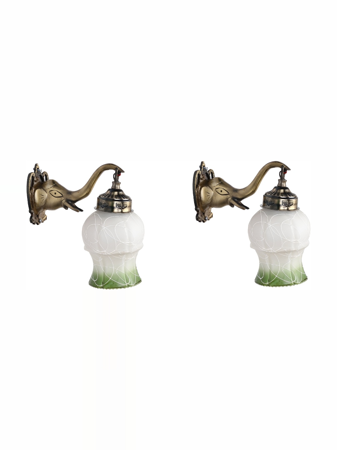 

1ST TIME White & Green 2 Pieces Printed Glass Contemporary Wall Lamp