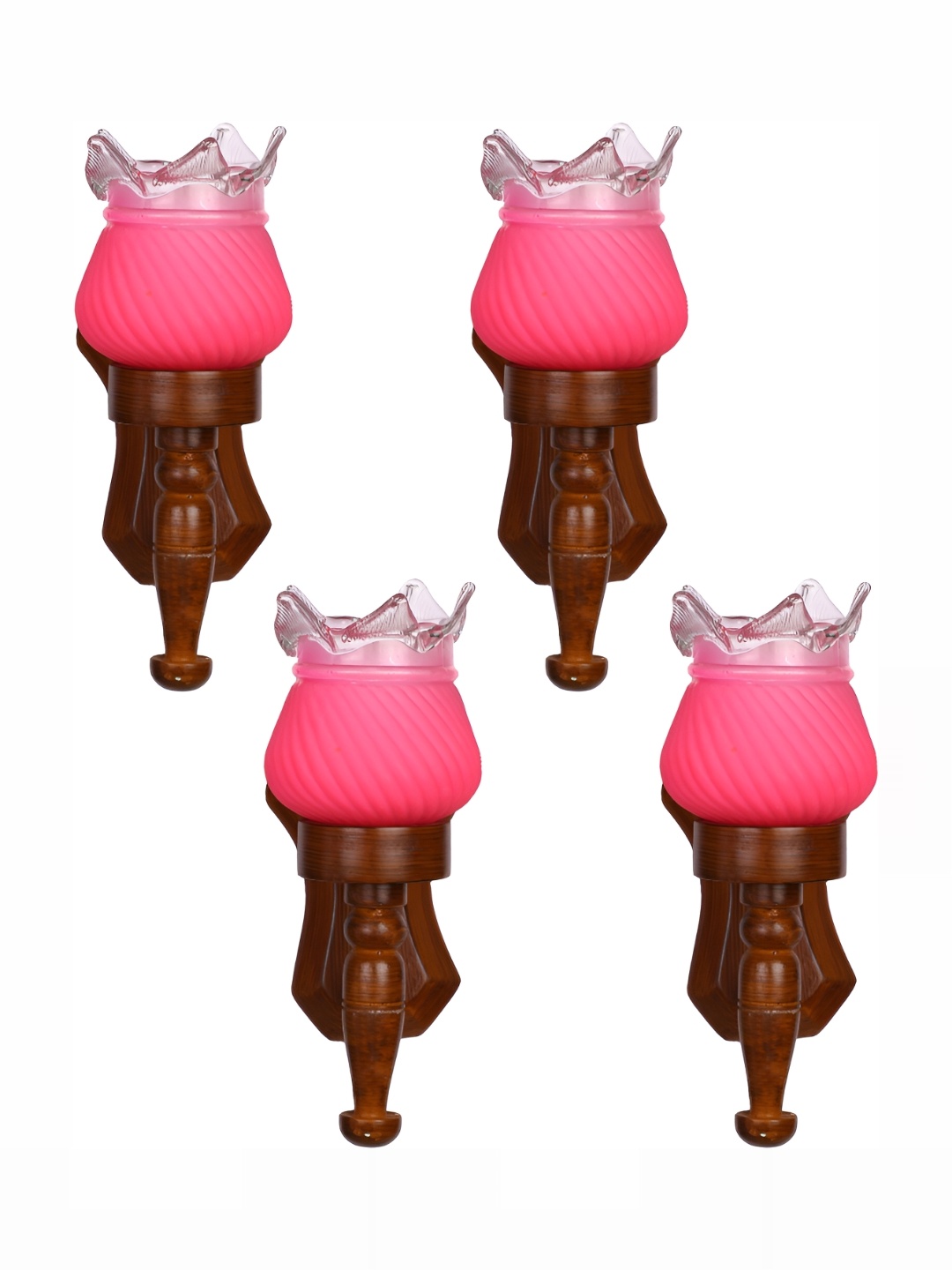 

1ST TIME Pink & Brown 4 Pieces Textured Glass Contemporary Abstract Shaped Wall Lamps