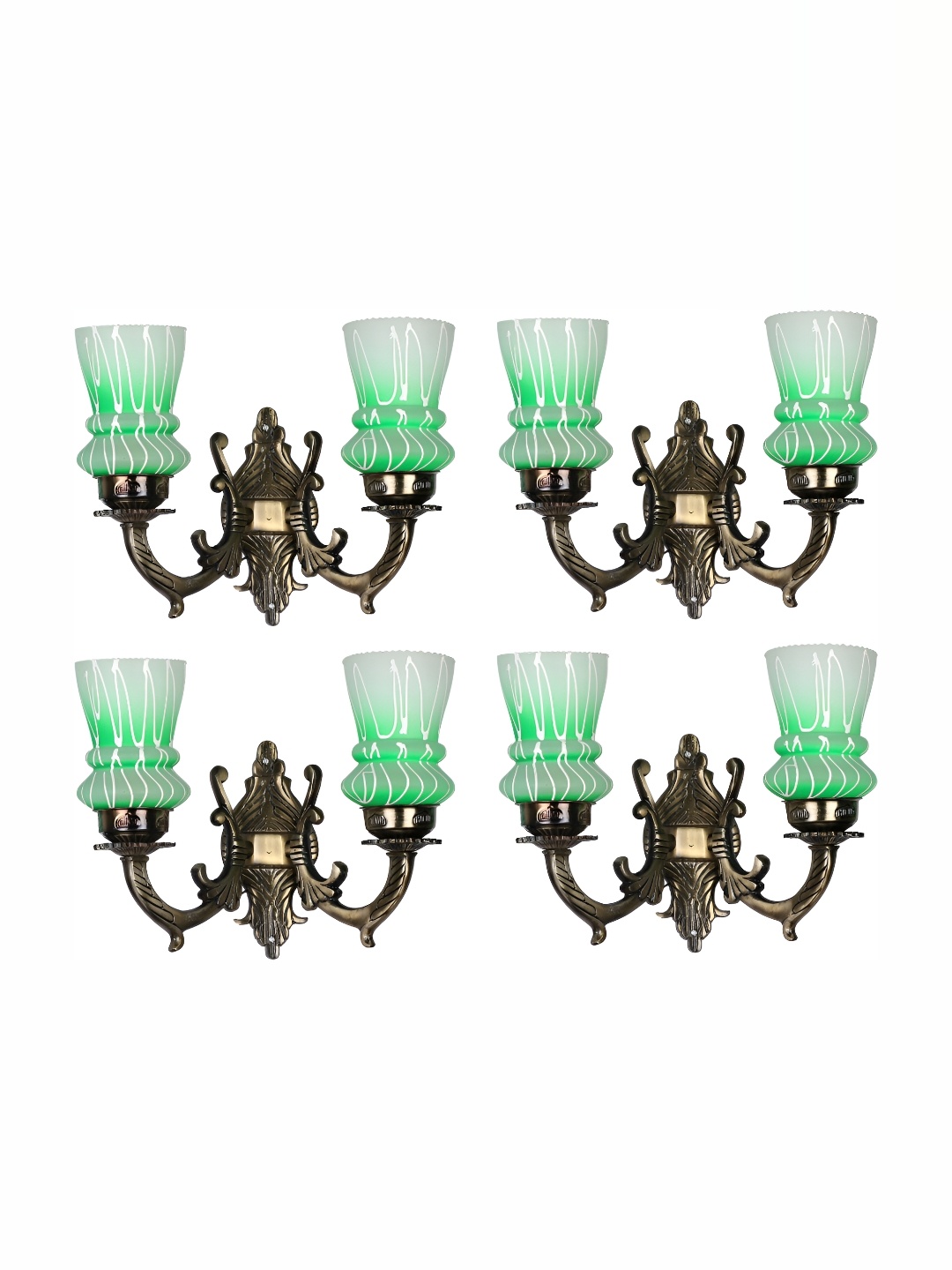 

1ST TIME White & Green 4 Pieces Textured Glass Traditional Wall Lamp