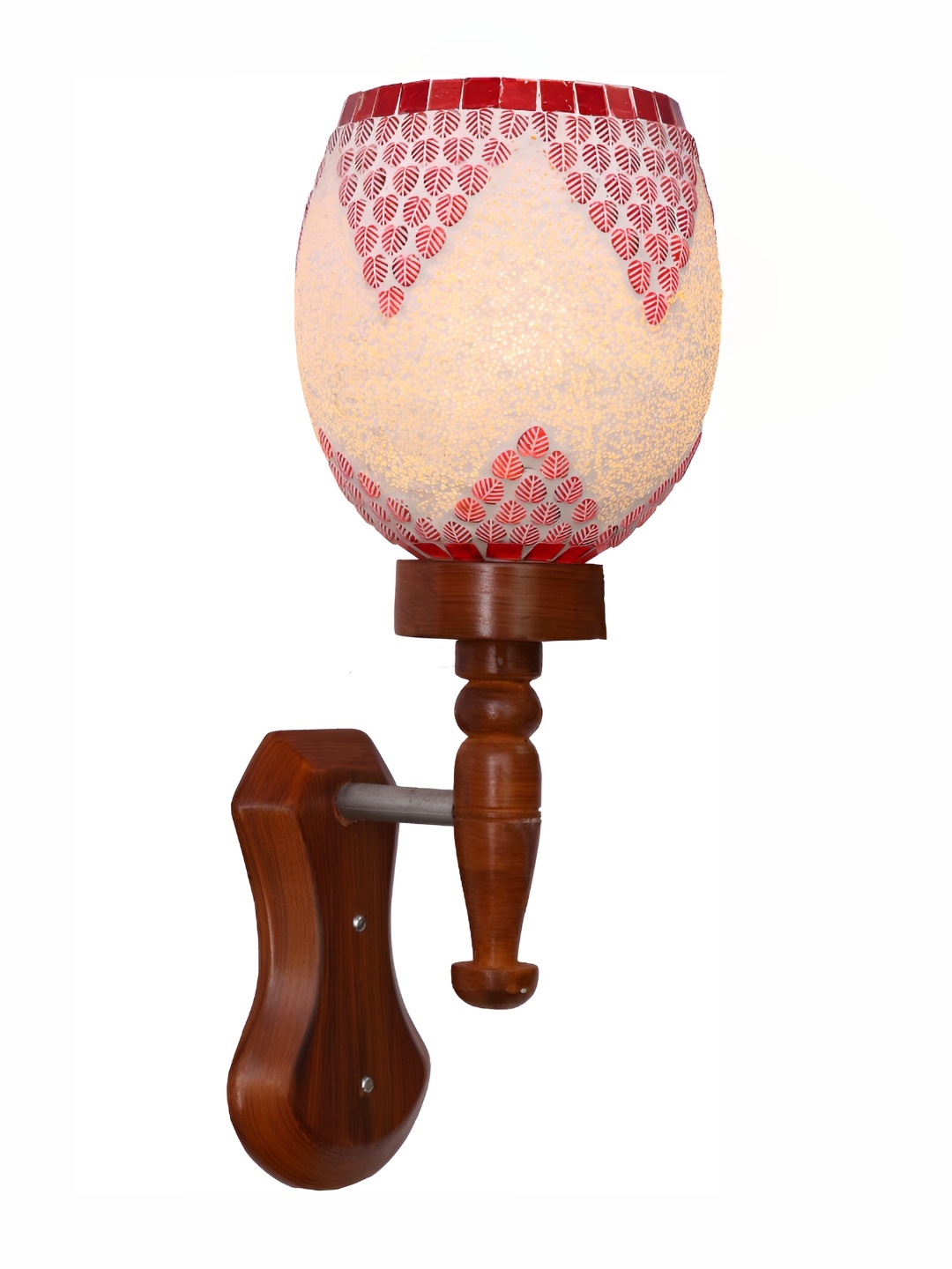 

1ST TIME White & Beige Printed Glass Traditional Spherical Shaped Wall Lamp