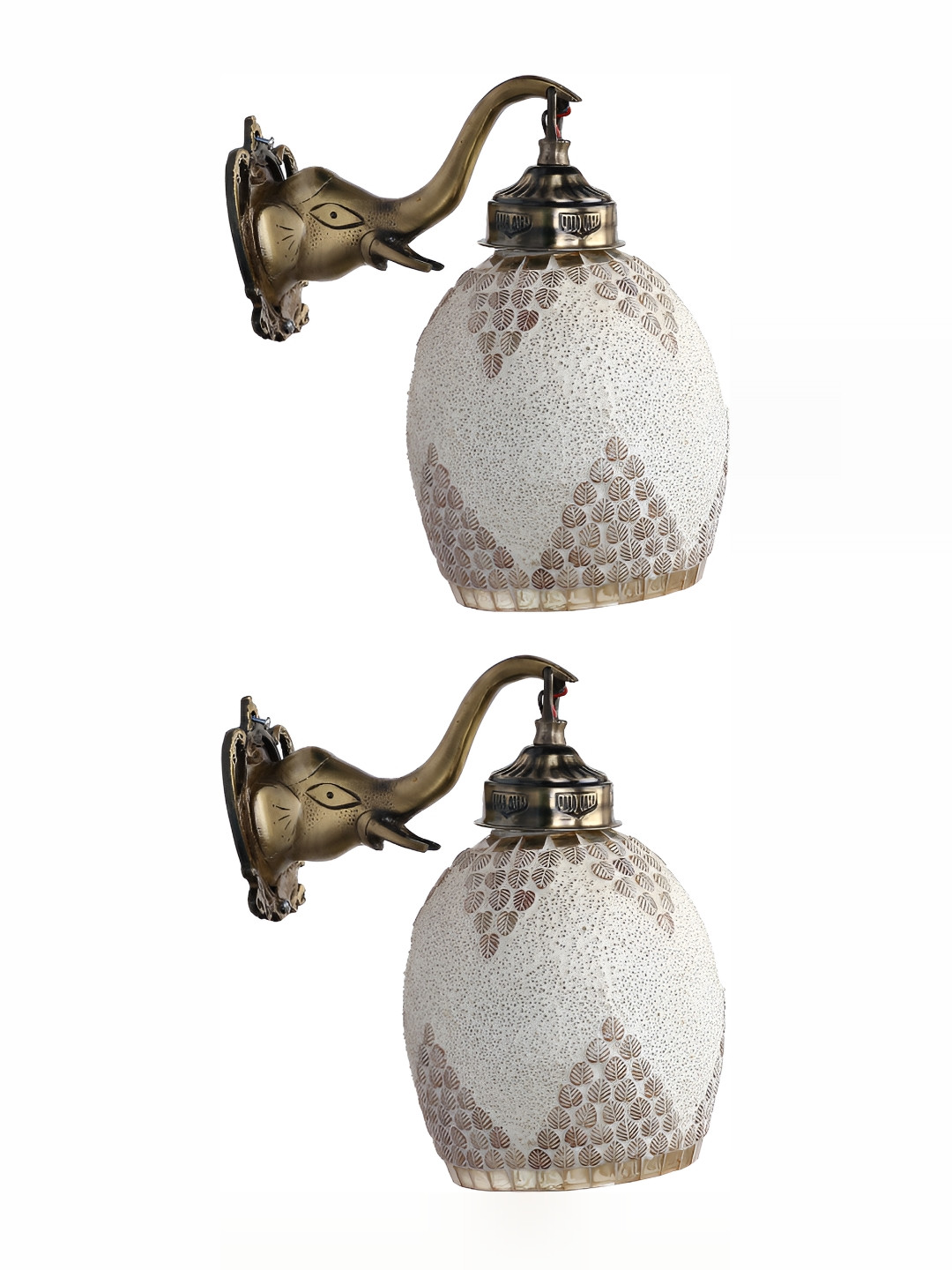 

1ST TIME White & Brown 2 Pieces Textured Glass Contemporary Wall Lamp
