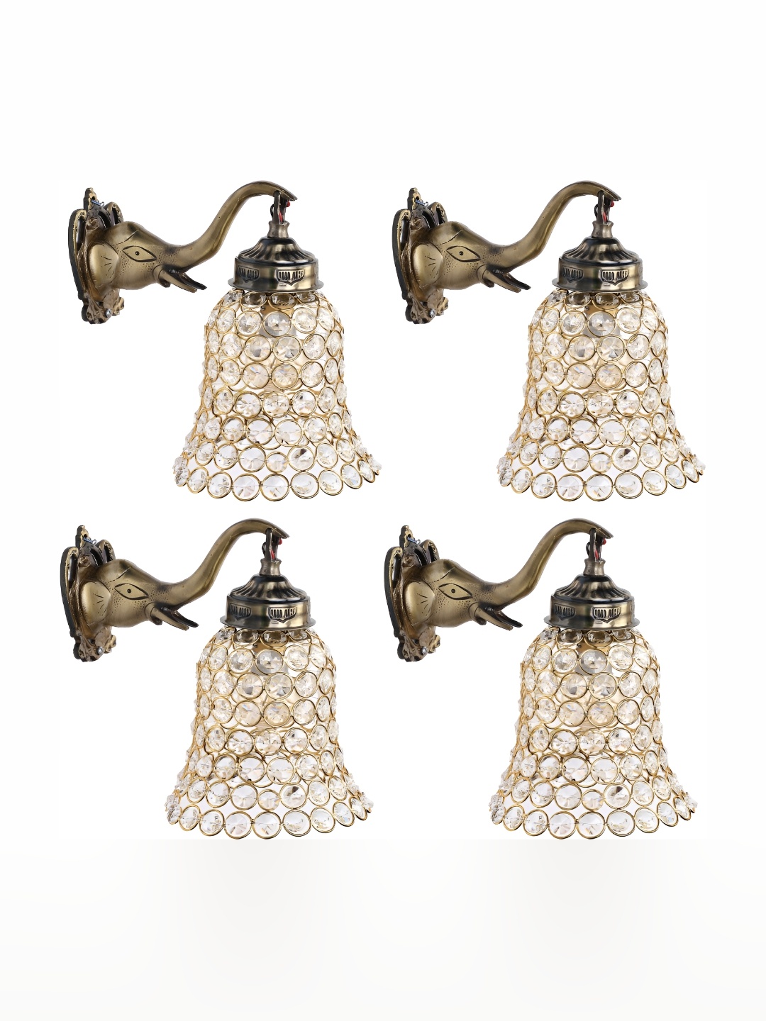 

1ST TIME Transparent & Gold-Toned 4 Pieces Textured Glass Contemporary Wall Lamp