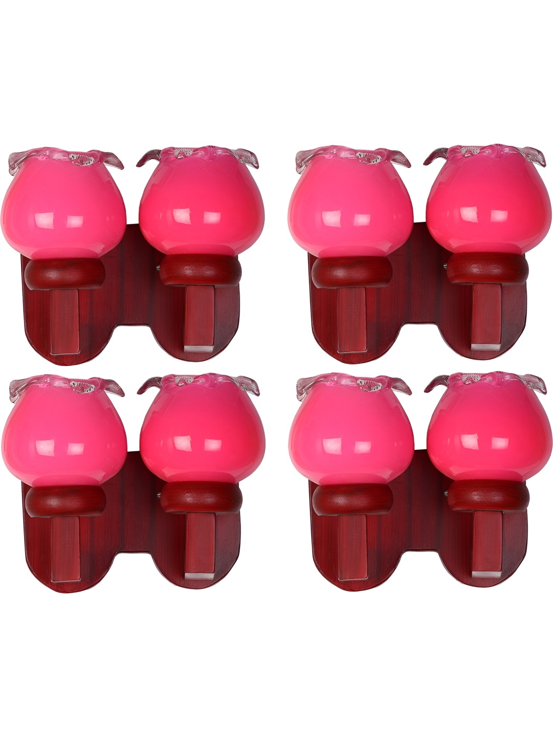 

1ST TIME Pink & Brown 4 Pieces Glass Contemporary Bell Shaped Wall Lamps