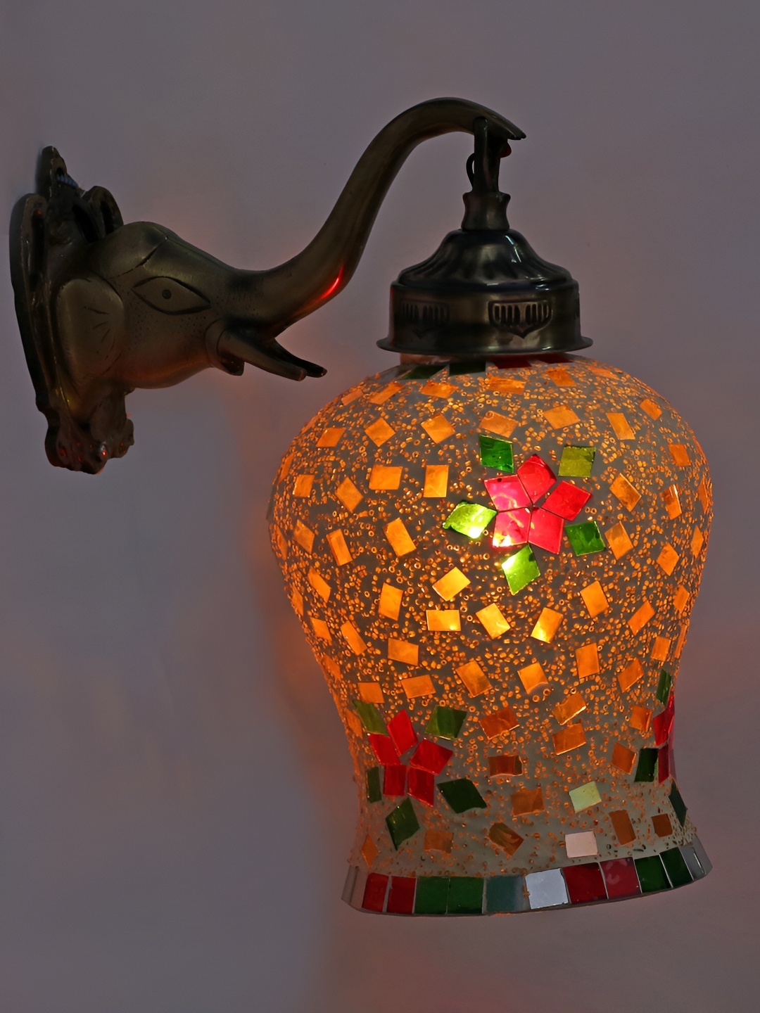 

1ST TIME White & Red Textured Glass Traditional Wall Lamp