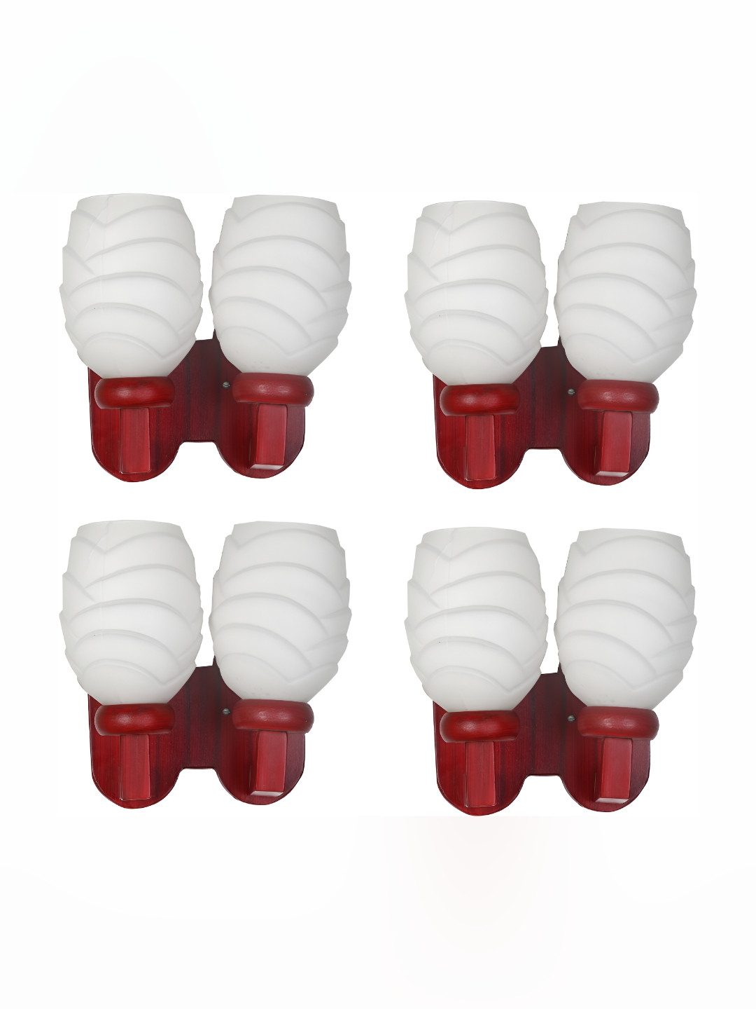 

1ST TIME White & Brown 4 Pieces Textured Glass Contemporary Bell Self Assembly Wall Lamps