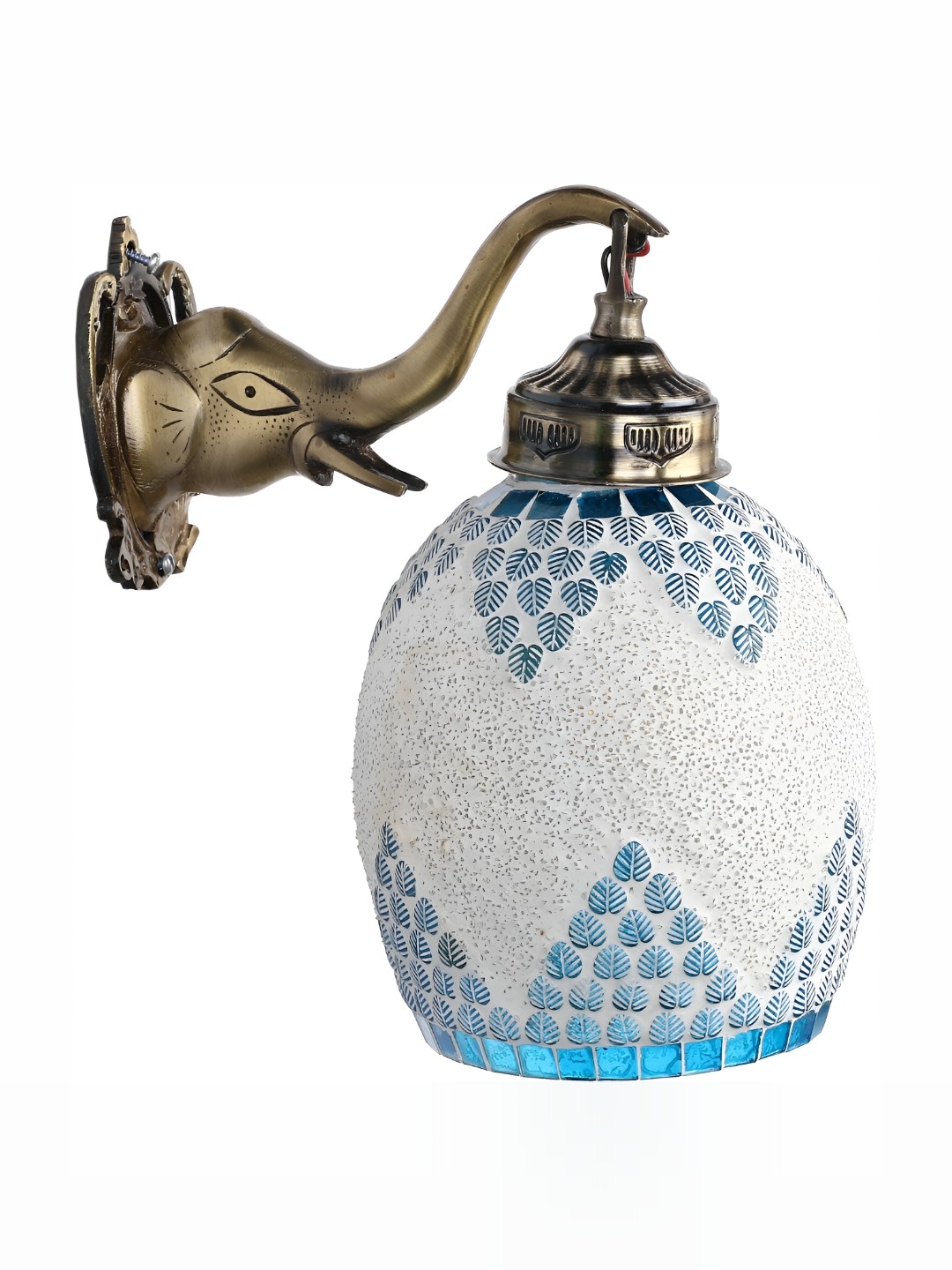 

1ST TIME White & Blue Textured Glass Self Assembly Bell Contemporary Wall Lamp