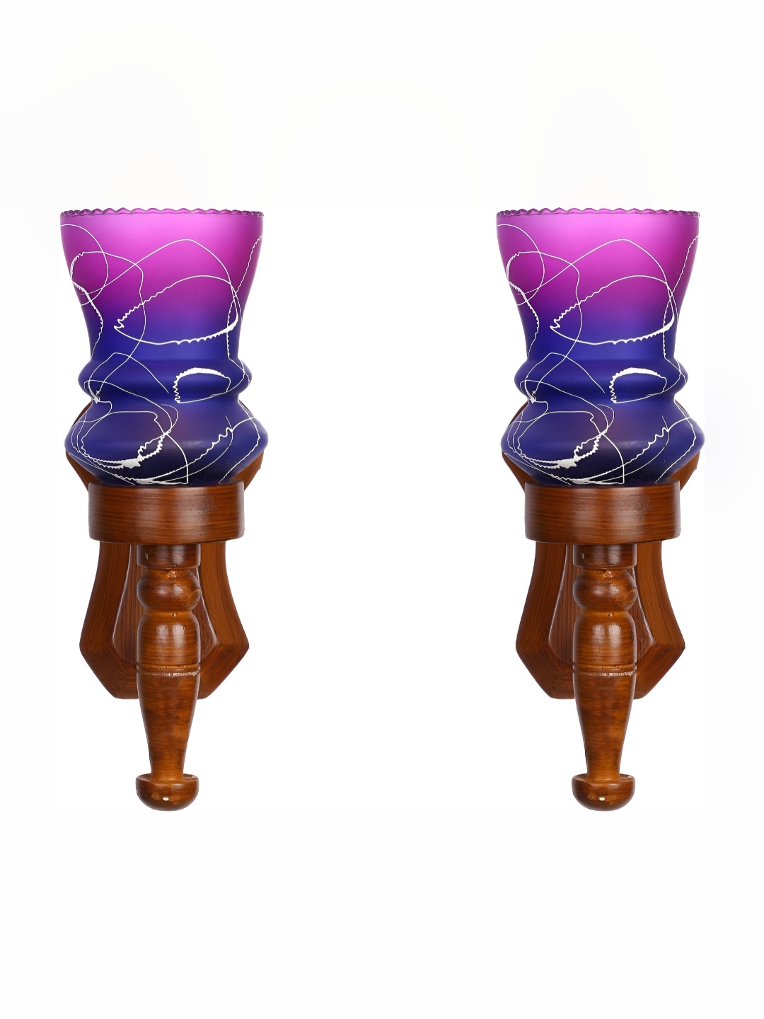 

1ST TIME Purple & Blue 2 Pieces Printed Glass Contemporary Wall Lamps