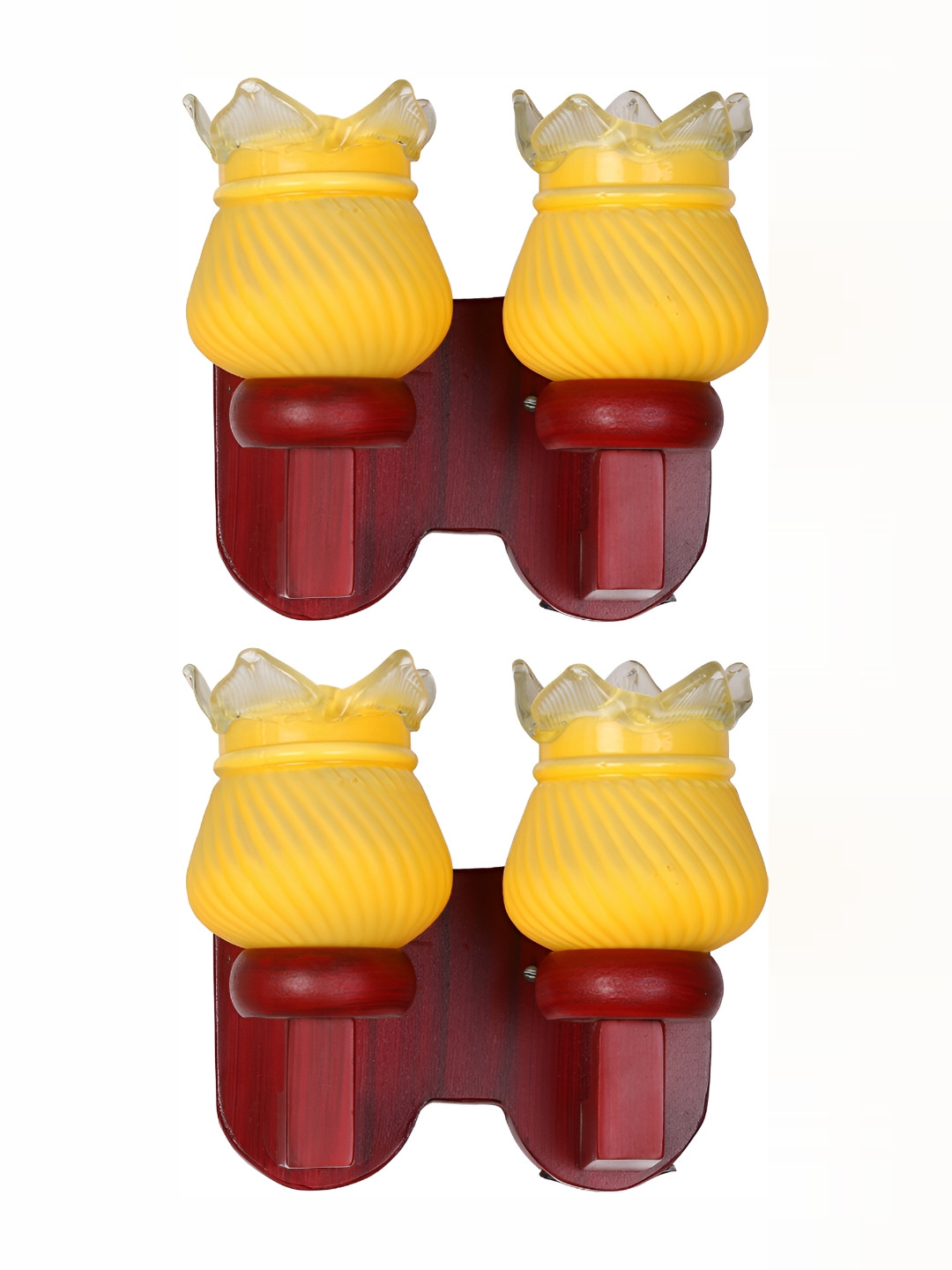 

1ST TIME Yellow & Brown 2 Pieces Textured Glass Traditional Wall Lamp