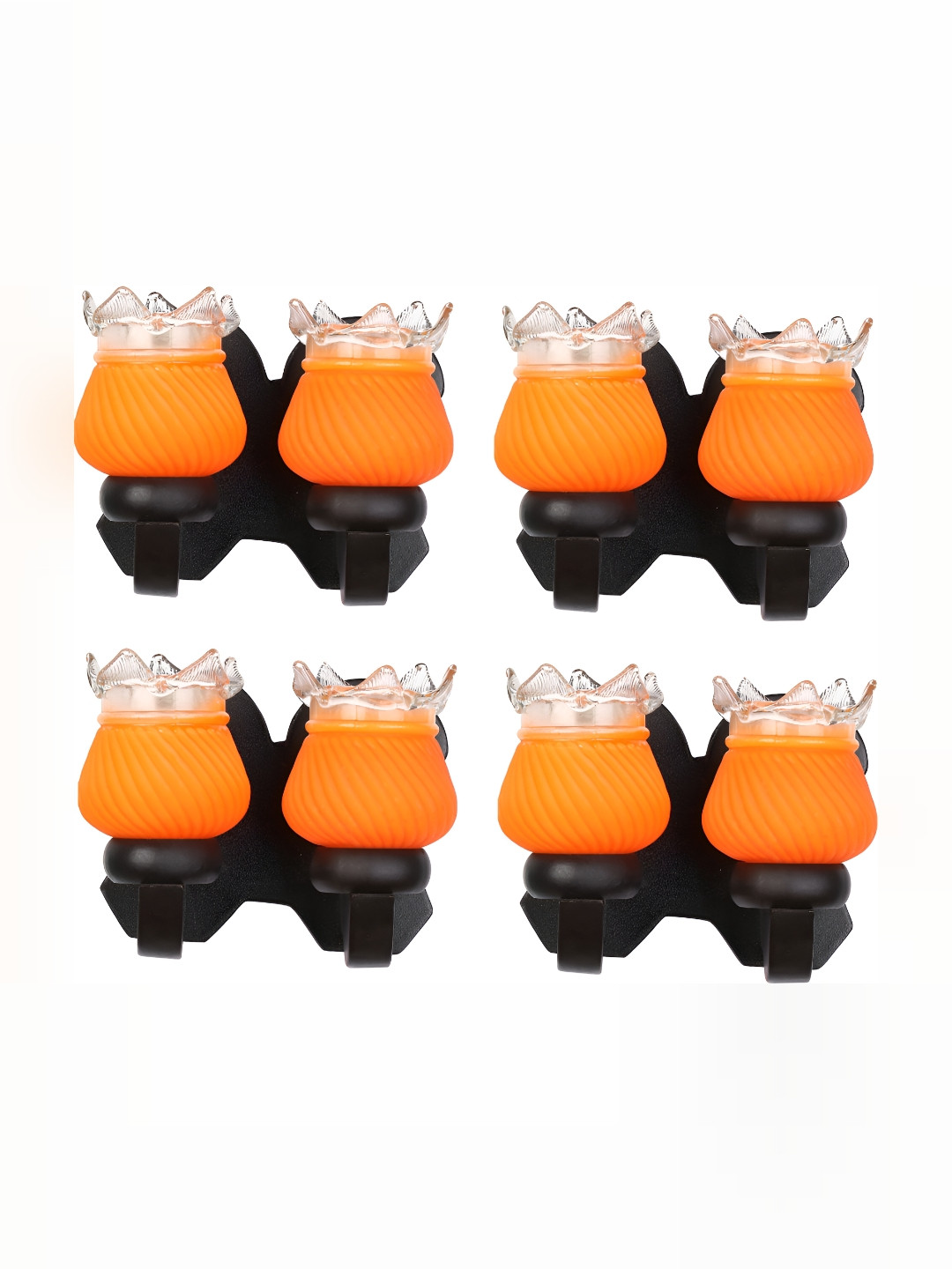 

1ST TIME Orange & Transparent 4 Pieces Textured Glass Contemporary Bell Shaped Wall Lamps