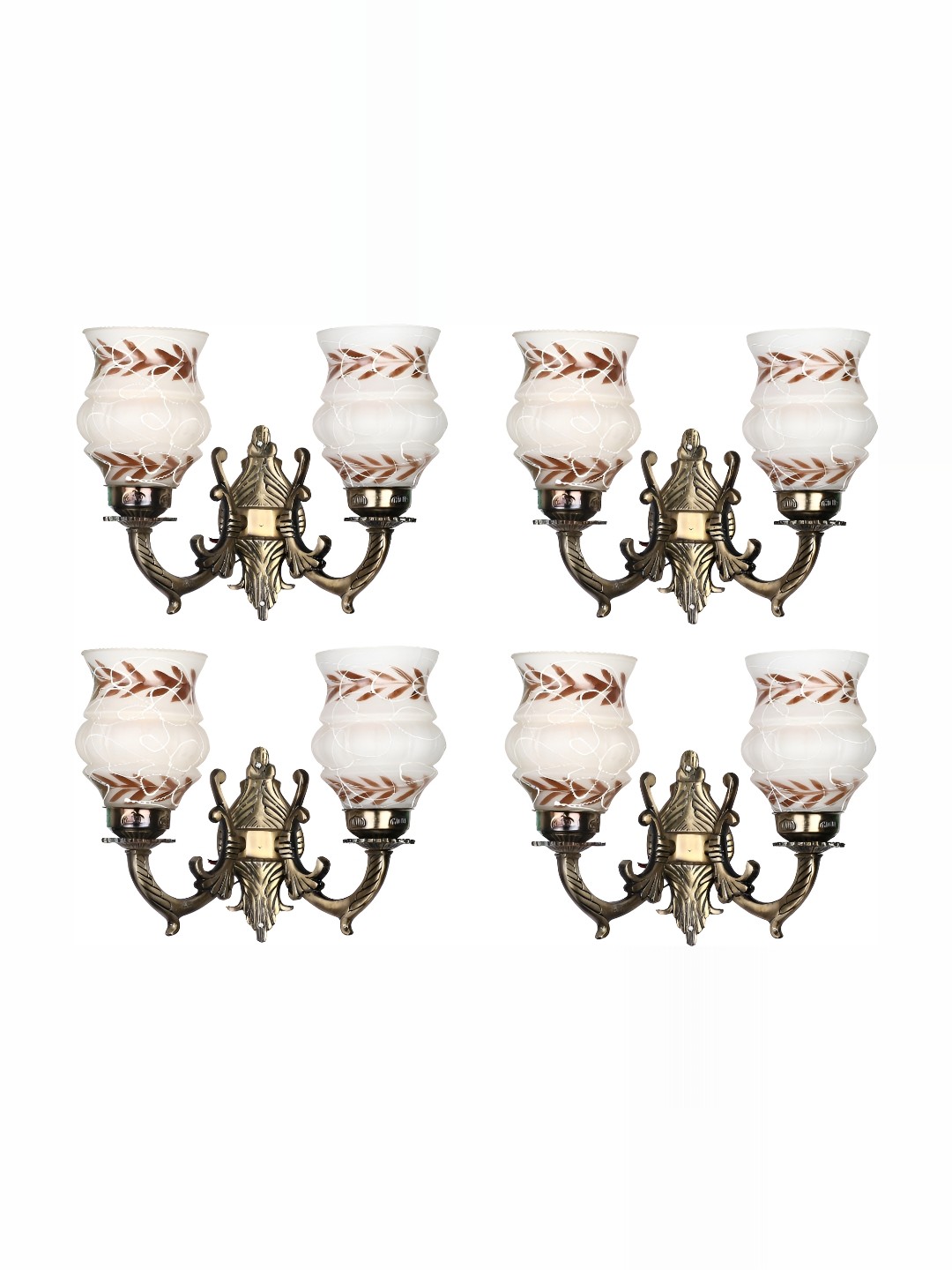 

1ST TIME White & Brown 4 Pieces Printed Glass Contemporary Wall Lamp