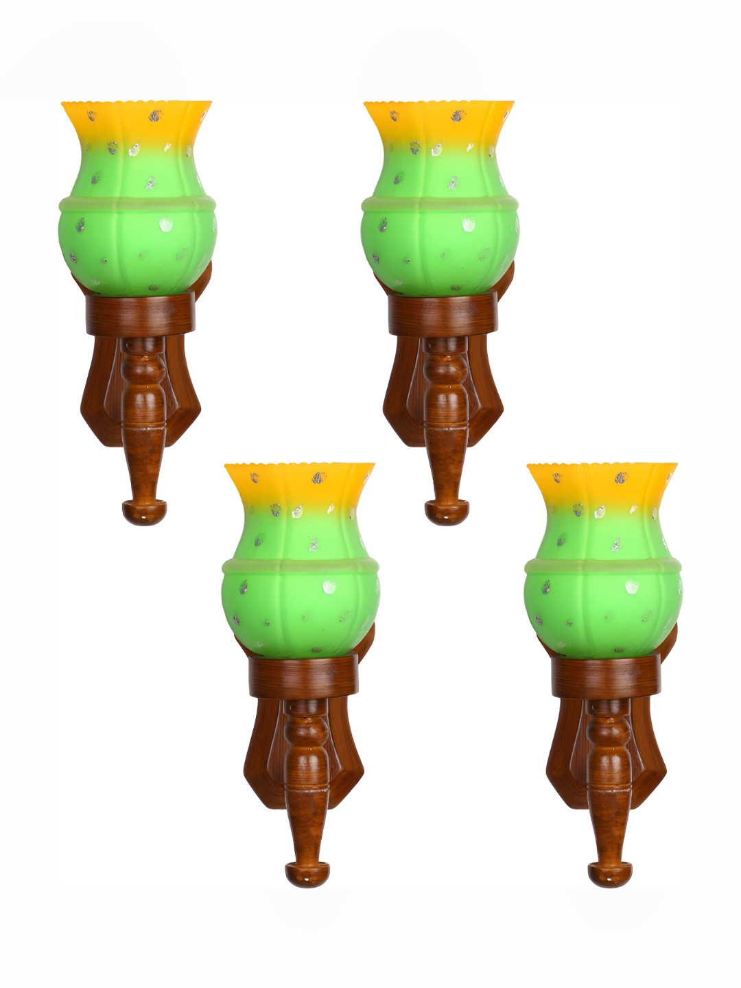 

1ST TIME Green & Yellow 4 Pieces Printed Glass Contemporary Wall Lamp