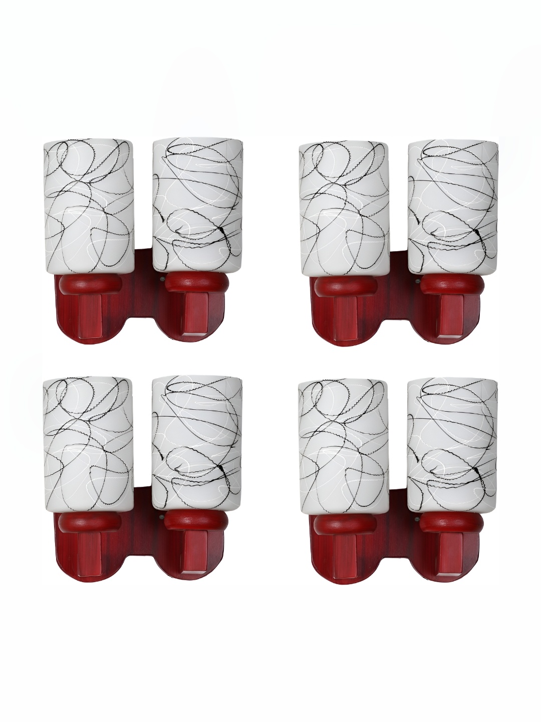 

1ST TIME White & Black 4 Pieces Printed Glass Cylinder Shaped Contemporary Wall Lamp