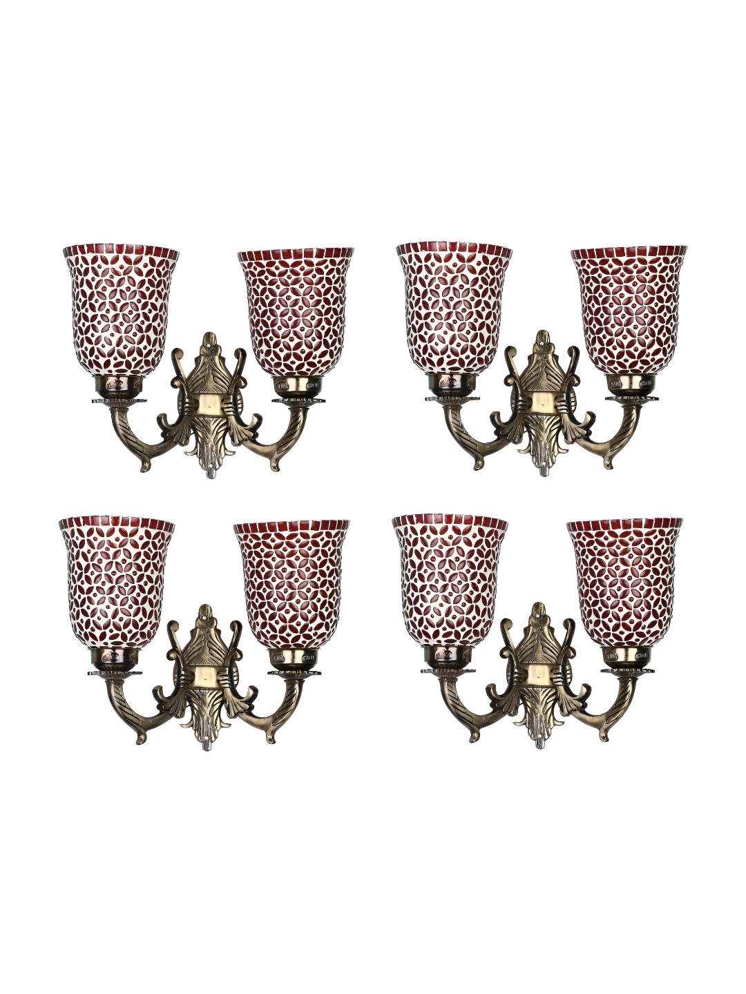 

1ST TIME White & Maroon 4 Pieces Textured Glass Contemporary Wall Lamp