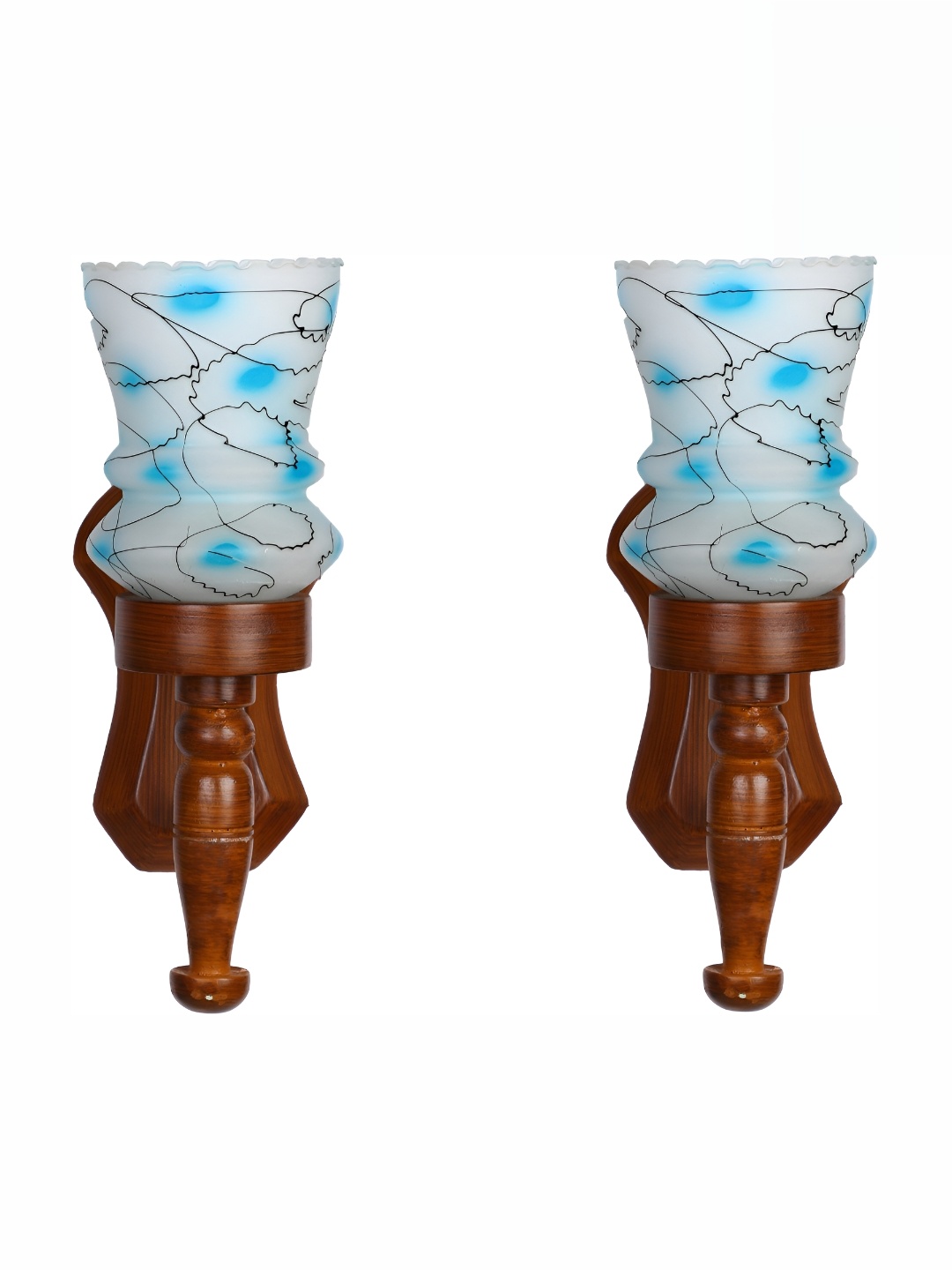 

1ST TIME White & Blue 2 Pieces Printed Glass Contemporary Wall Lamp