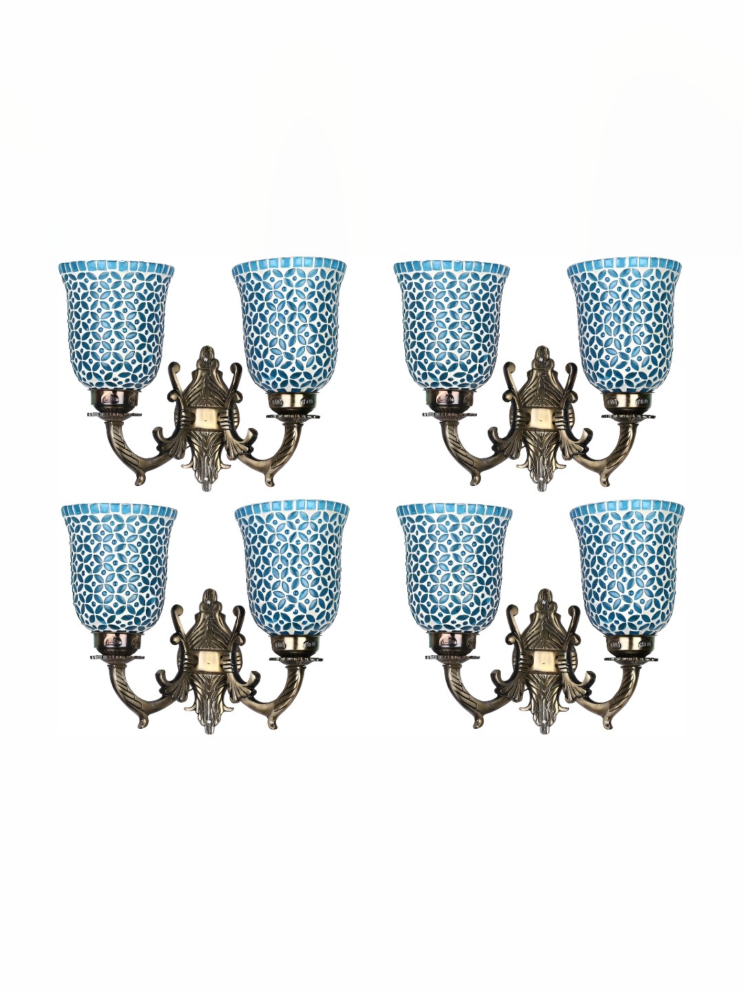 

1ST TIME White & Blue 4 Pieces Textured Glass Contemporary Wall Lamp