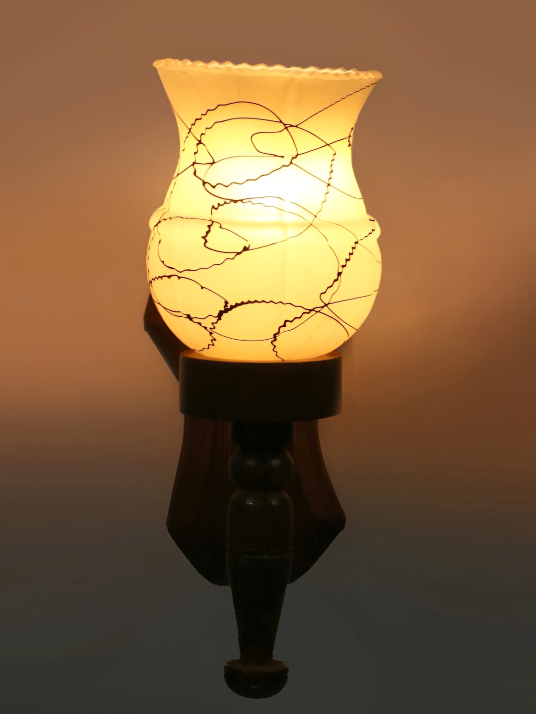 

1ST TIME White & Black Printed Glass Traditional Wall Lamp