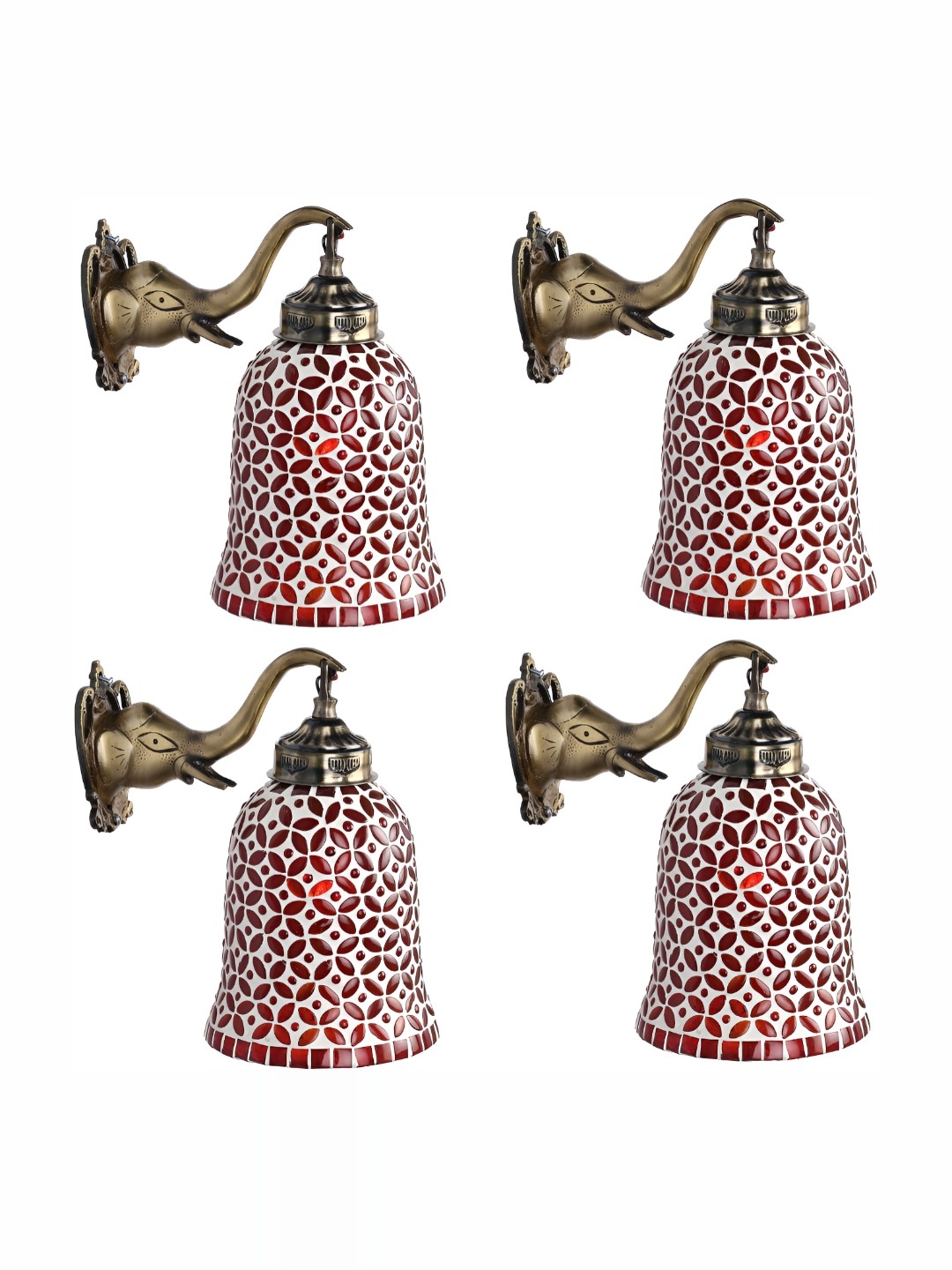 

1ST TIME White & Red 4 Pieces Textured Glass Contemporary Wall Lamp