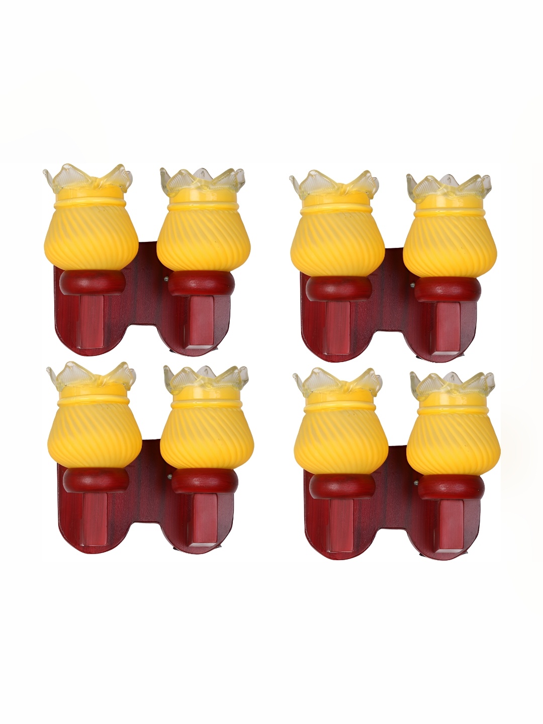 

1ST TIME Yellow & Transparent 4 Pieces Printed Glass Traditional Wall Lamps
