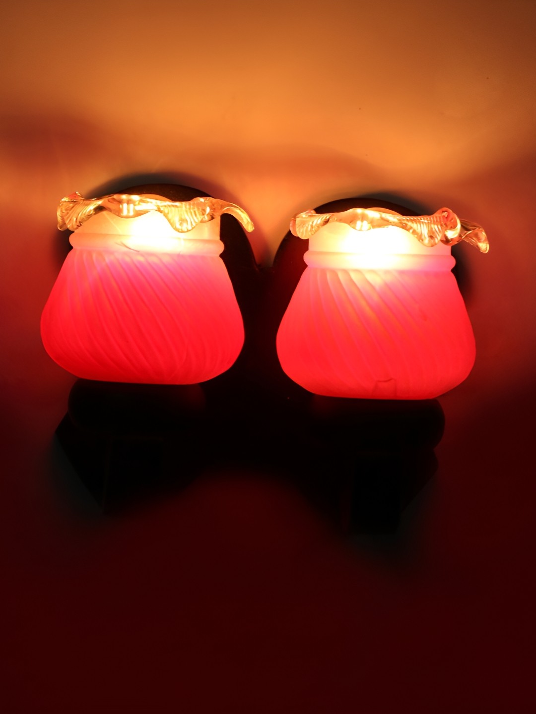 

1ST TIME Pink & Black Textured Glass Contemporary Wall Lamp