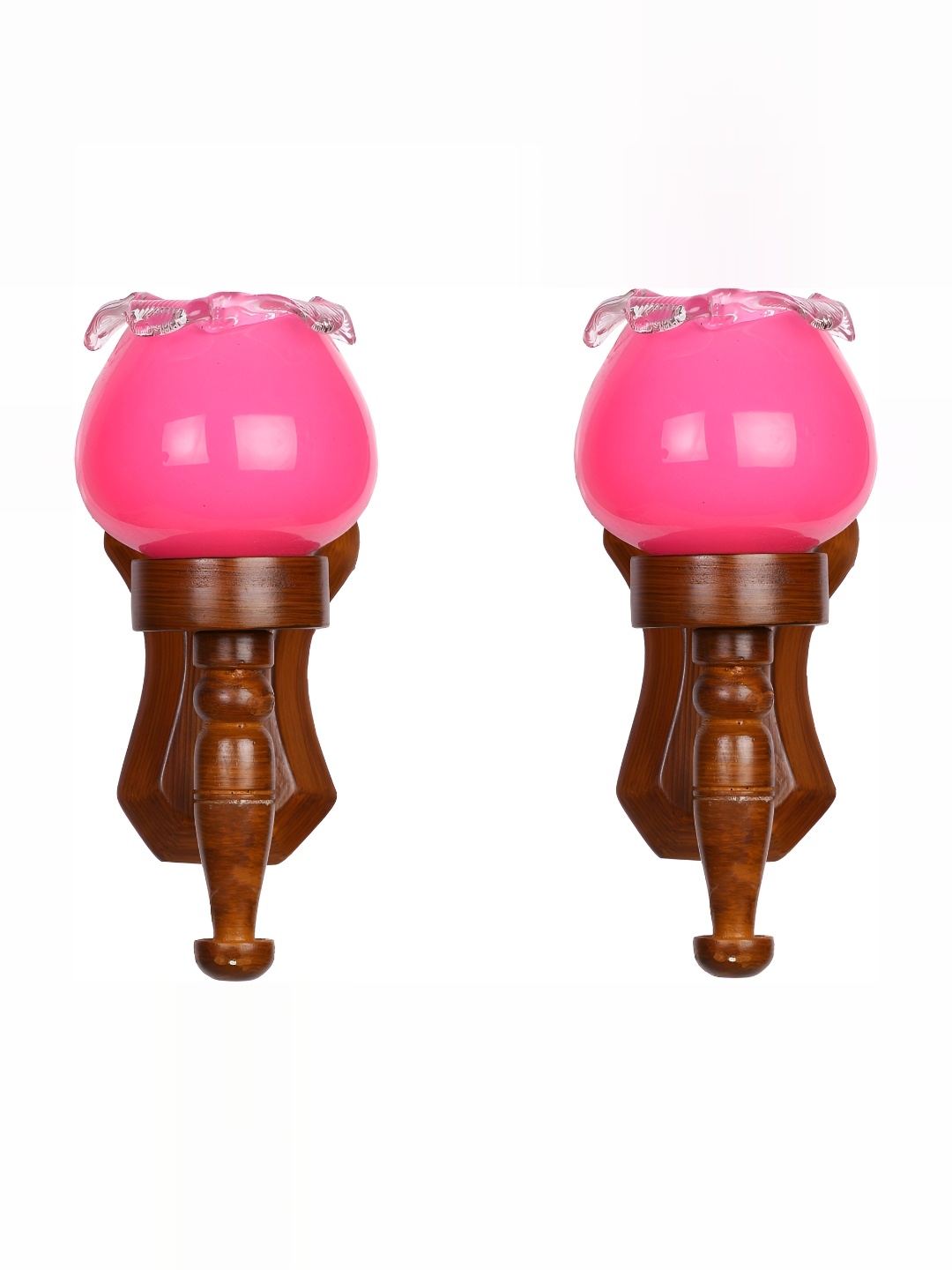 

1ST TIME Pink & Brown 2 Pieces Glass Contemporary Abstract Shaped Wall Lamps