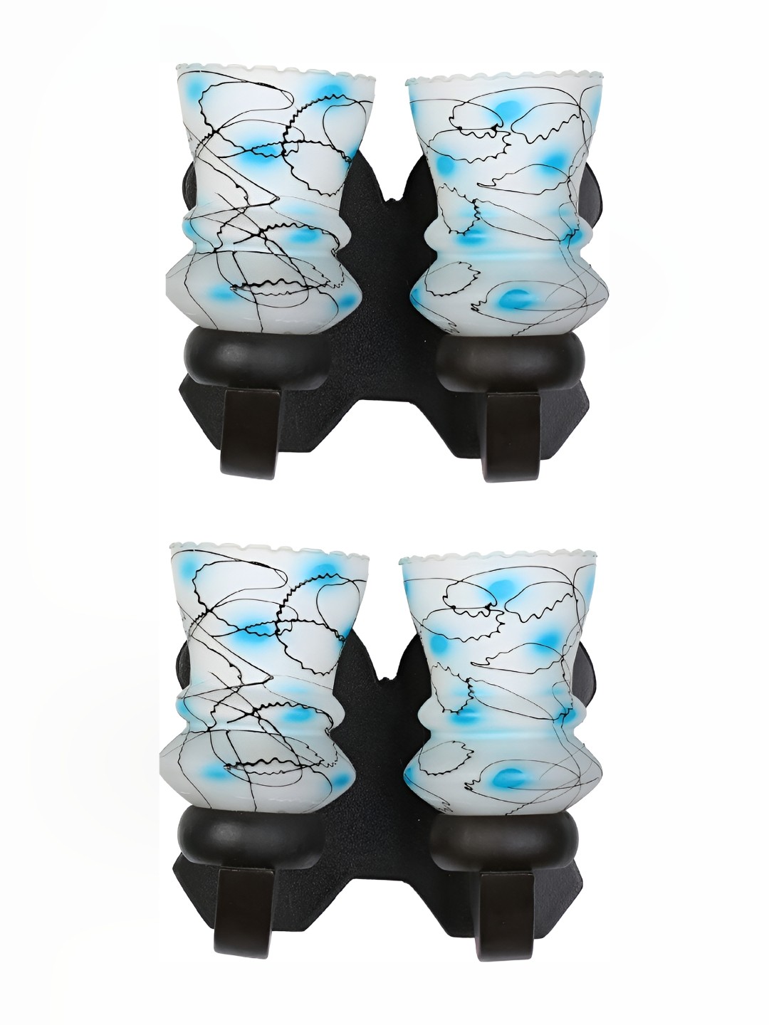 

1ST TIME White & Blue 2 Pieces Printed Glass Contemporary Wall Lamp