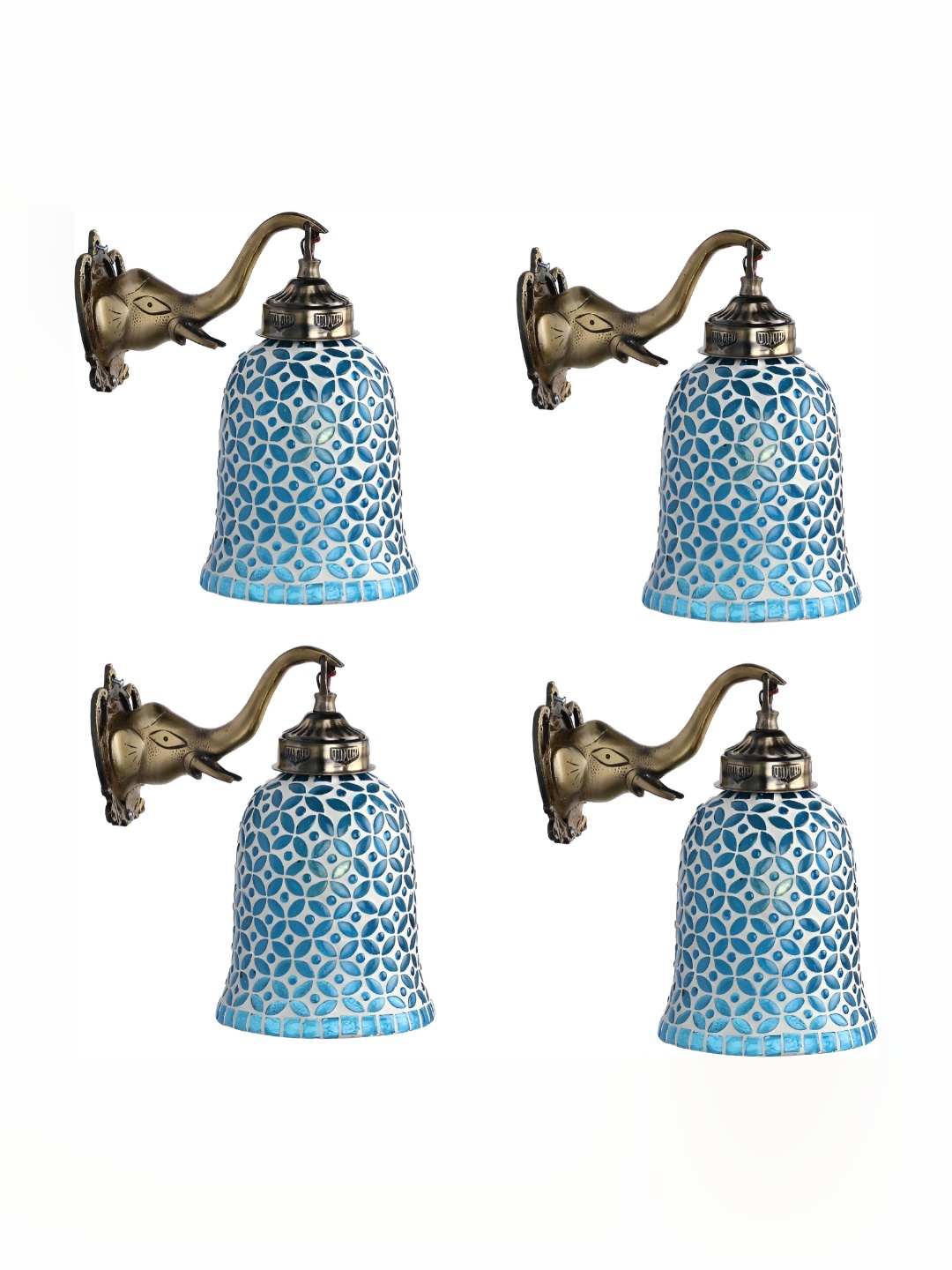 

1ST TIME White & Blue 4 Pieces Textured Glass Contemporary Wall Lamp